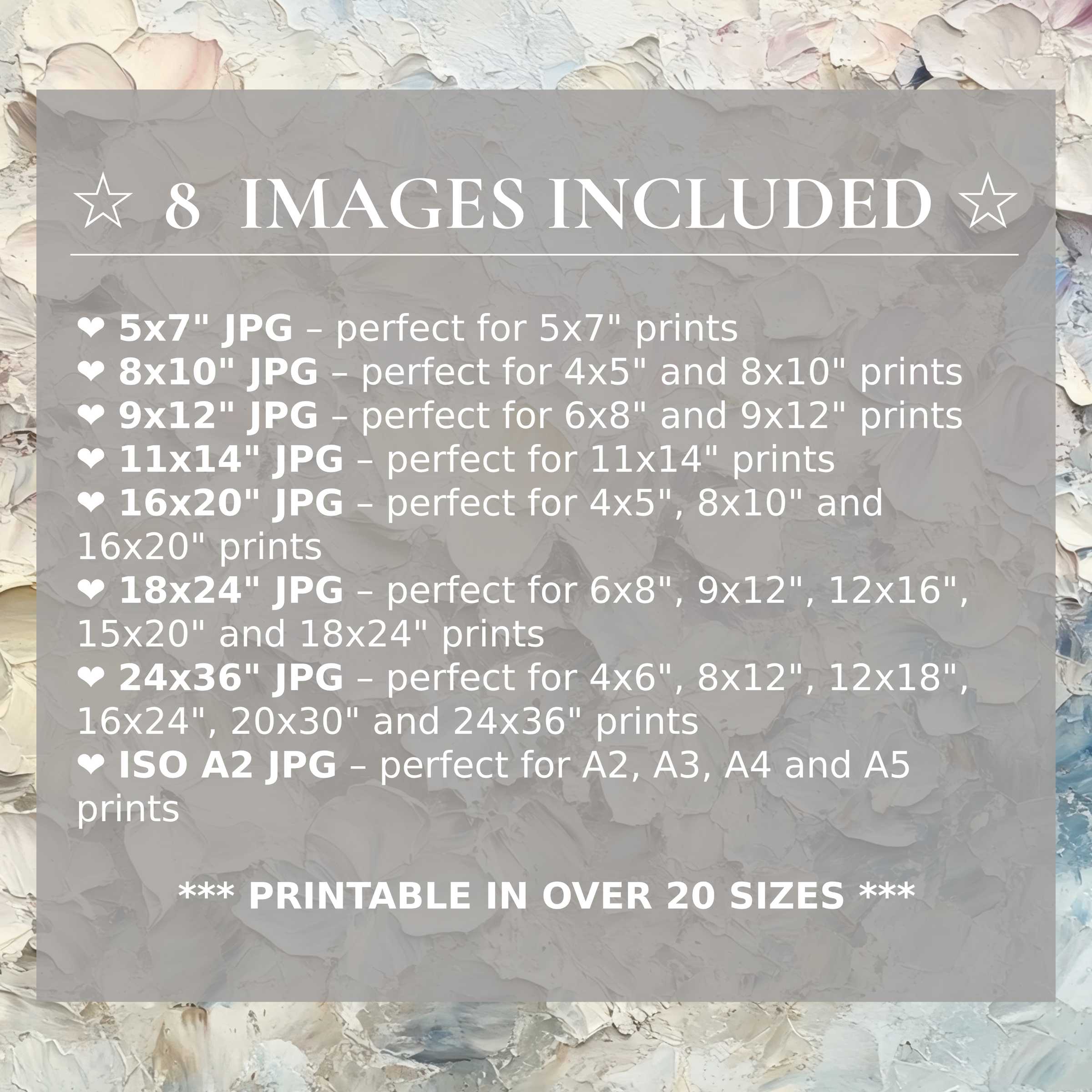 Botanical digital print in serene creams, soft blues, and muted earth tones, available in 8 high-quality sizes for refined modern interiors