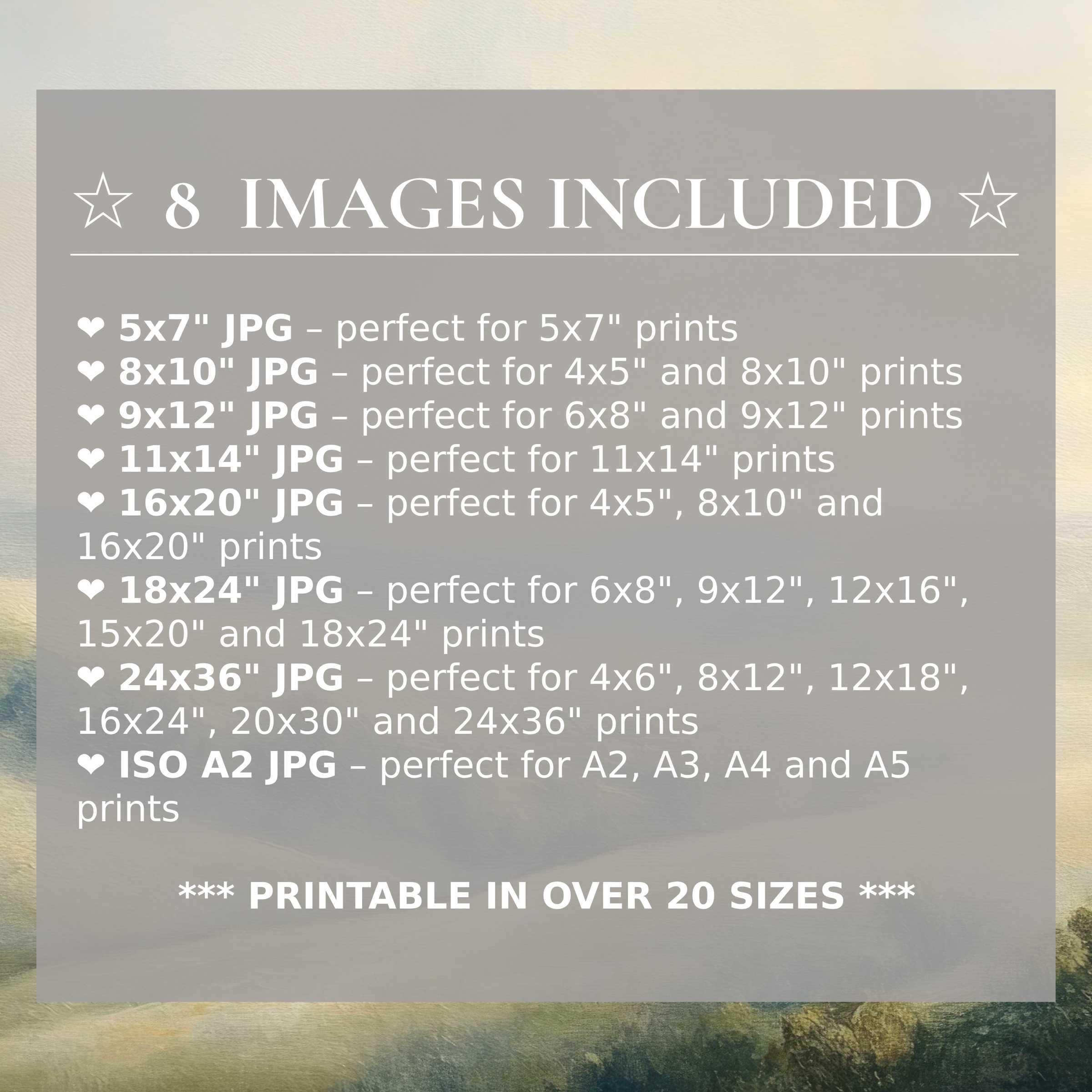 Vintage digital print radiates serene blues and warm earth tones, included in 8 high-quality sizes to elevate modern interiors with timeless style and versatile elegance