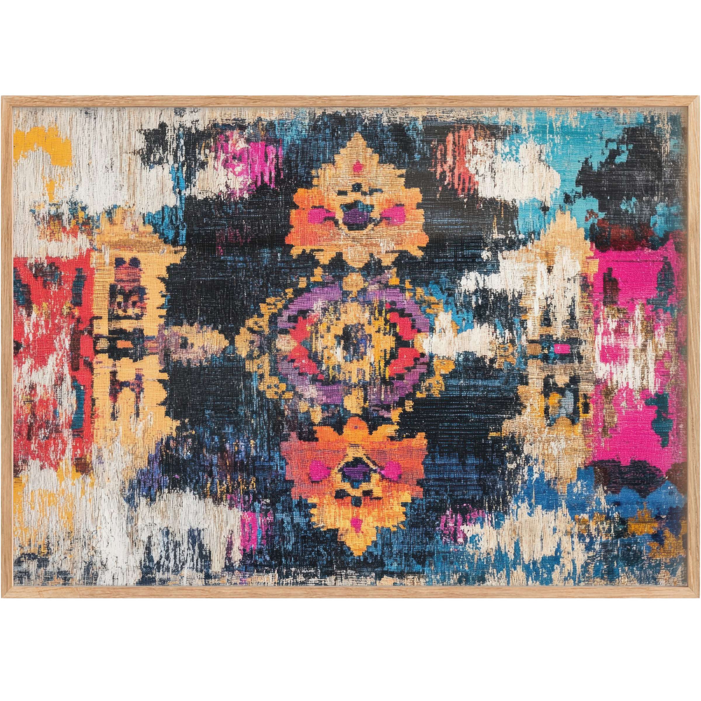 Vibrant boho printable wall art infused with rich navy, fuchsia, and ochre hues, evoking a bold, eclectic, and radiant ambiance
