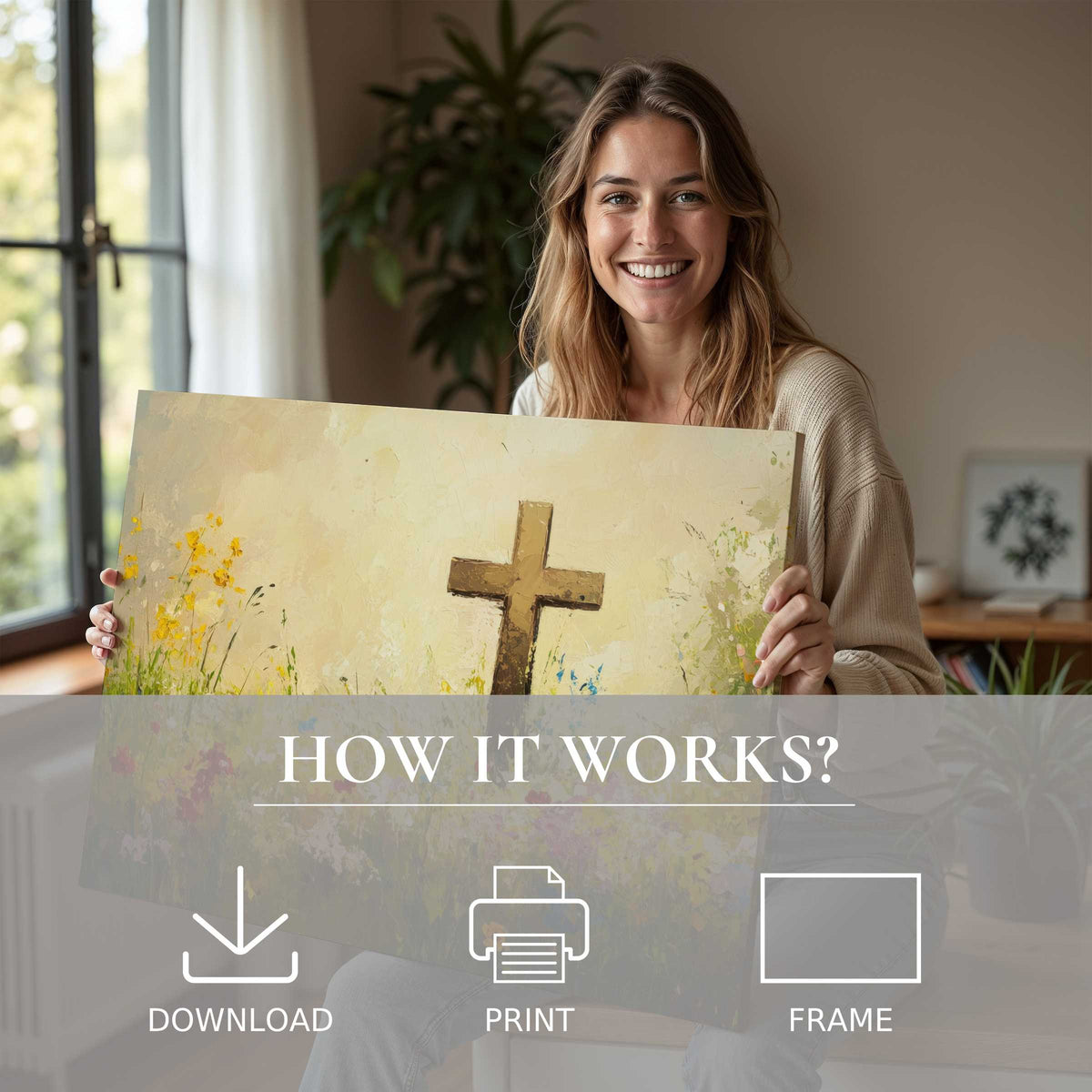 Radiating warmth and joy, this Easter digital art print transforms modern living spaces with serene, uplifting presence