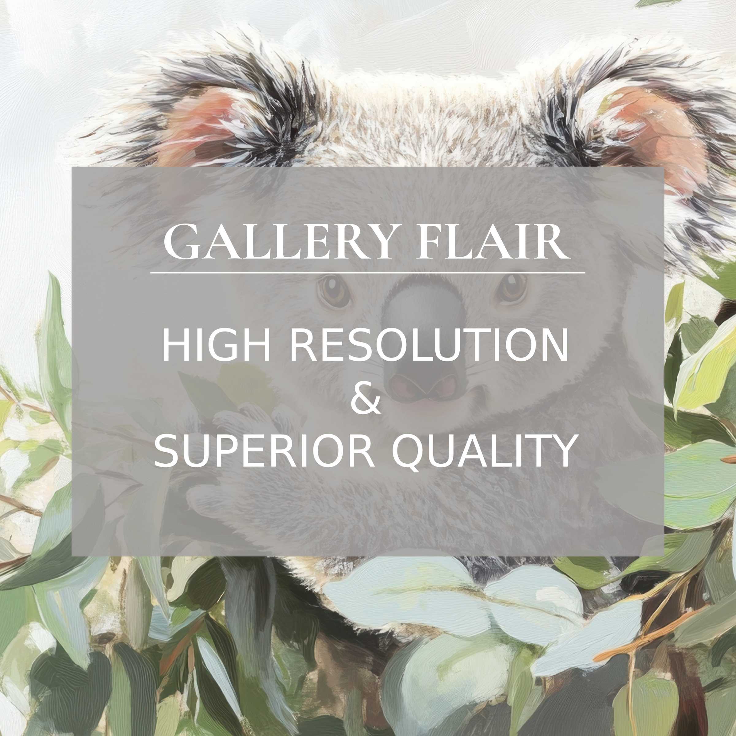 Whimsical nursery printable art of a serene koala amid eucalyptus leaves, crafted with premium detail to enhance modern nursery decor