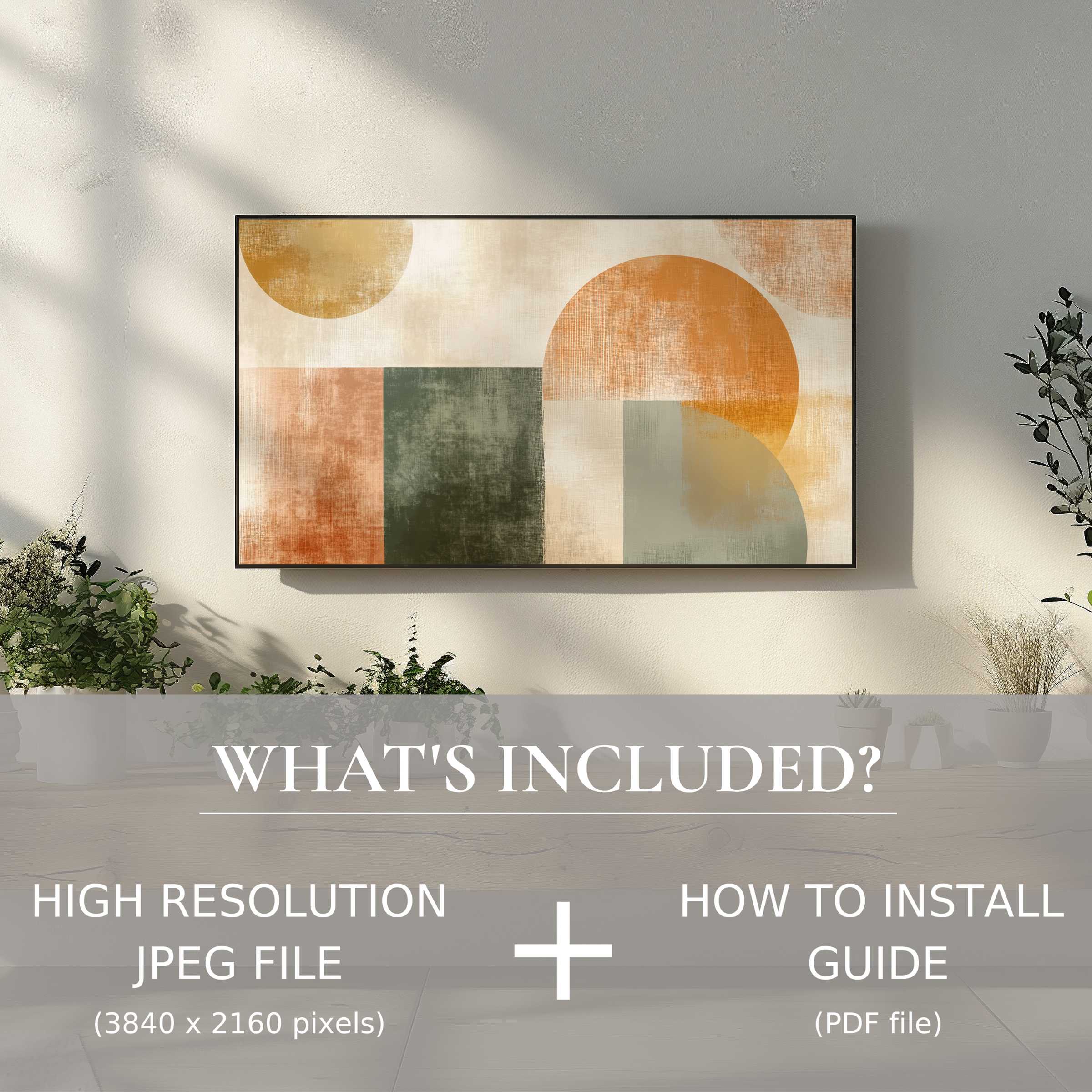 Elegant living space enhanced by modern digital TV art download, offering easy digital use and stylish ambiance