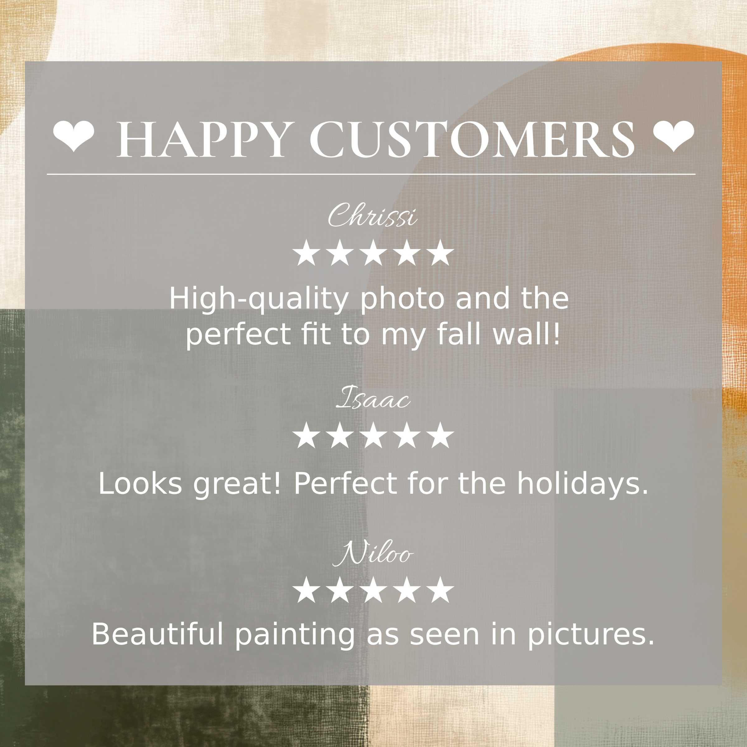 Modern art for Frame TV with abstract sunset hues; happy customer reviews build trust and highlight elegant style