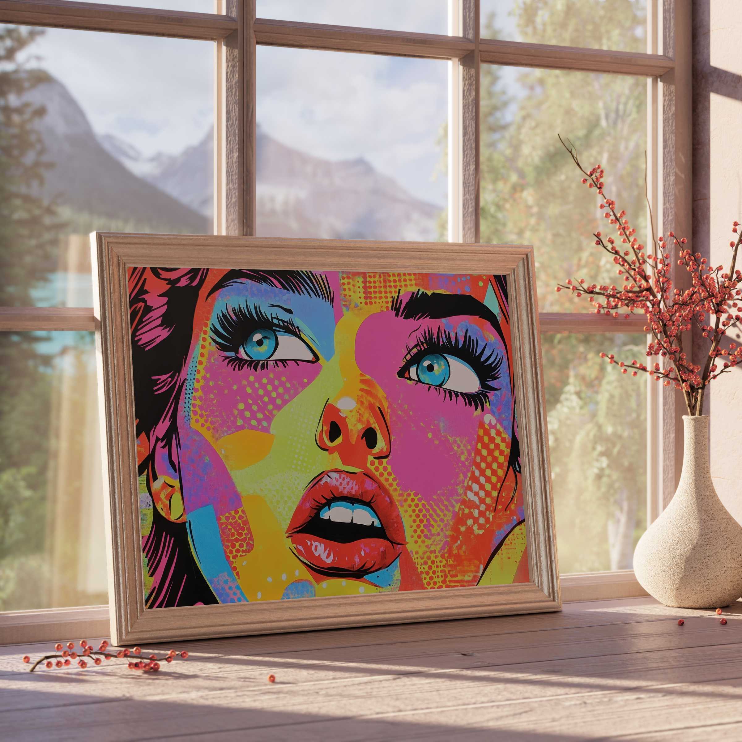 Vibrant pop art downloadable art radiates bold emotion and retro charm, elevating curated interiors with colorful, design-forward allure