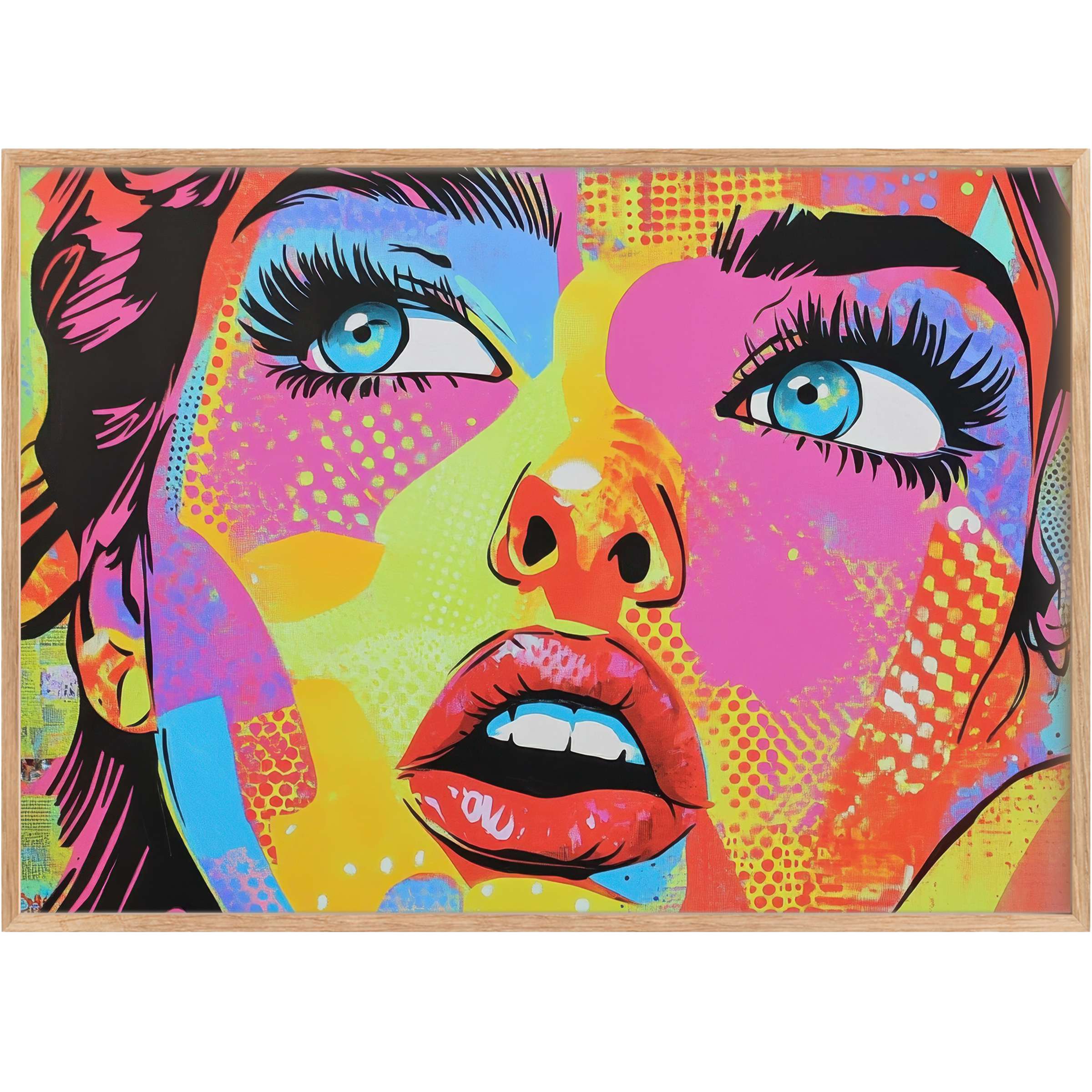 Bold pop art printable wall art ignites vibrant energy with electric blues, fiery reds, and sunny yellows, perfect for striking stylish interiors