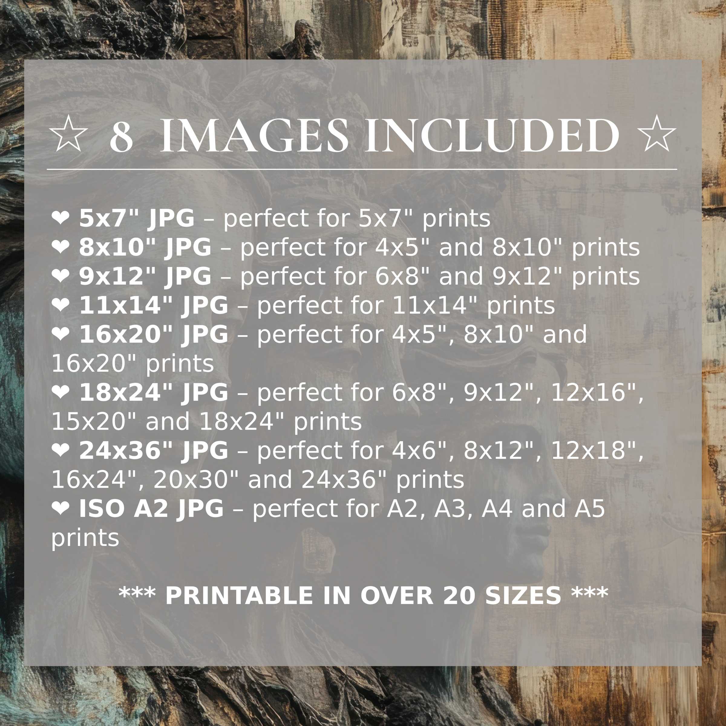 Boho digital print with radiant earth tones and calming neutrals, enhancing modern interiors with style and flexibility; includes 8 high-quality sizes