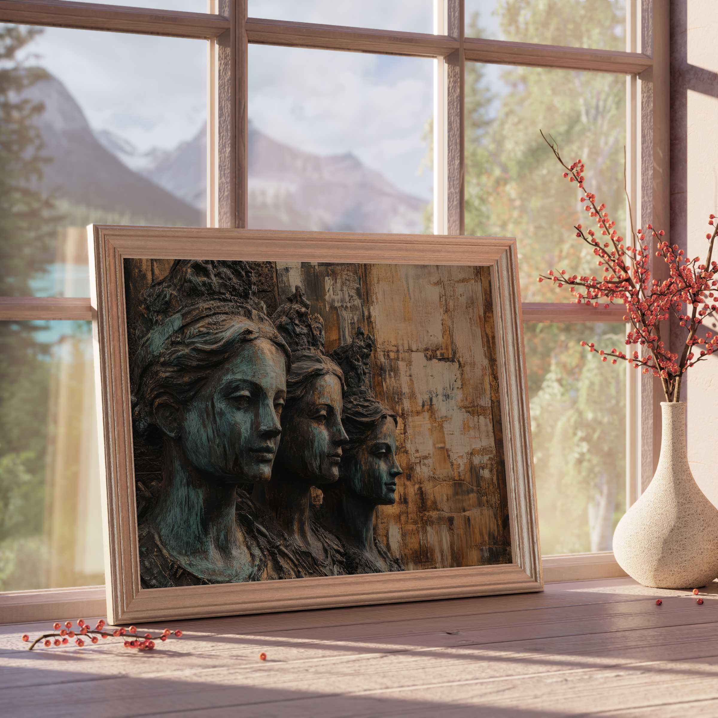 Boho downloadable art capturing serene sculptural beauty with layered textures, enriching elegant, tranquil, design-forward interiors