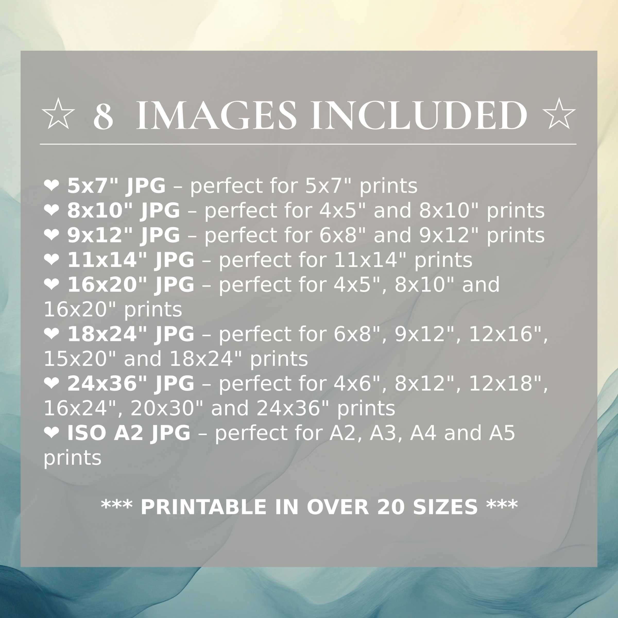 Abstract digital print featuring radiant blues and soft neutrals, delivered in 8 high-quality sizes included, perfect for elevating modern interiors with versatile, stylish appeal