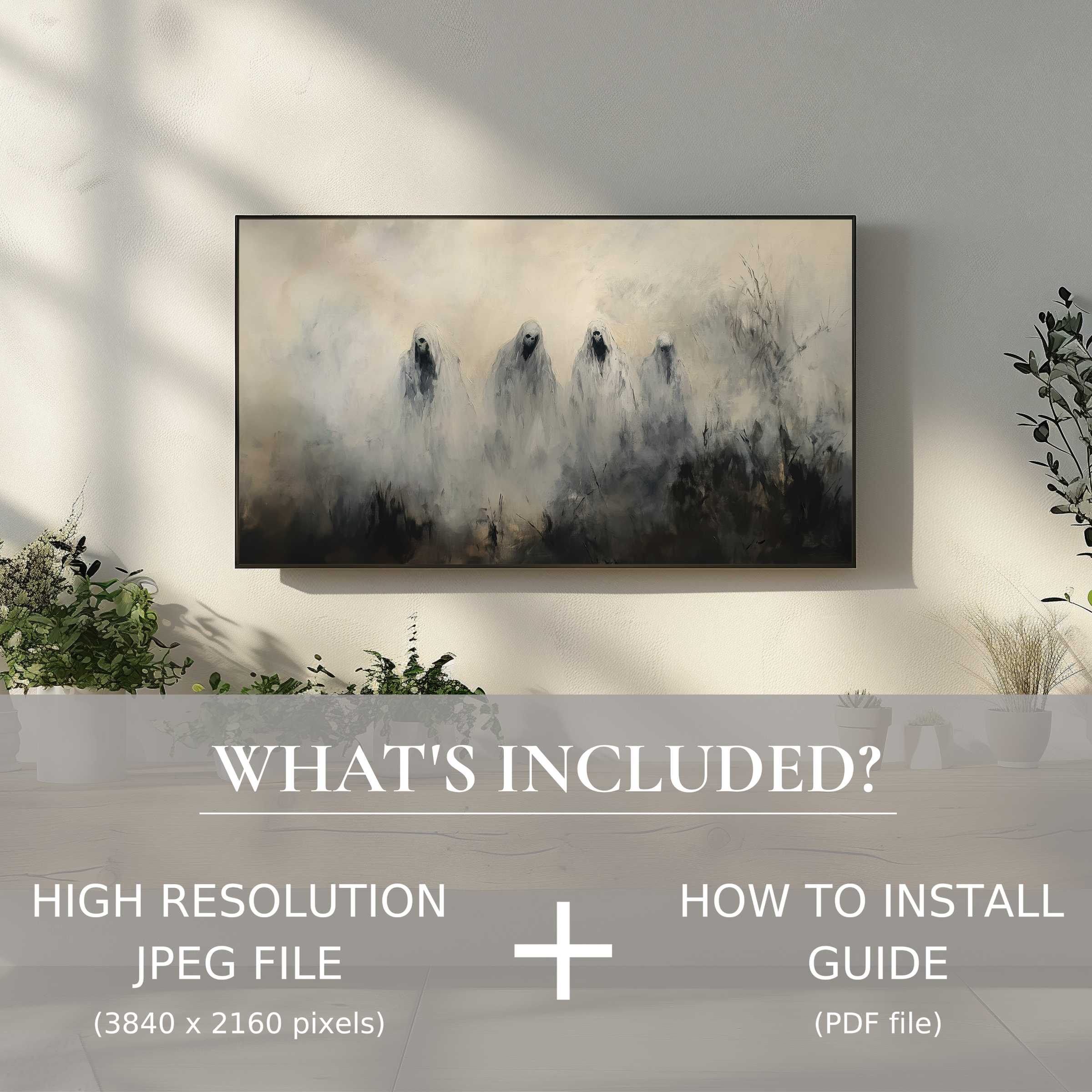 Elegant Halloween digital TV art download adds spooky charm and easy style to elevate your modern living space digitally