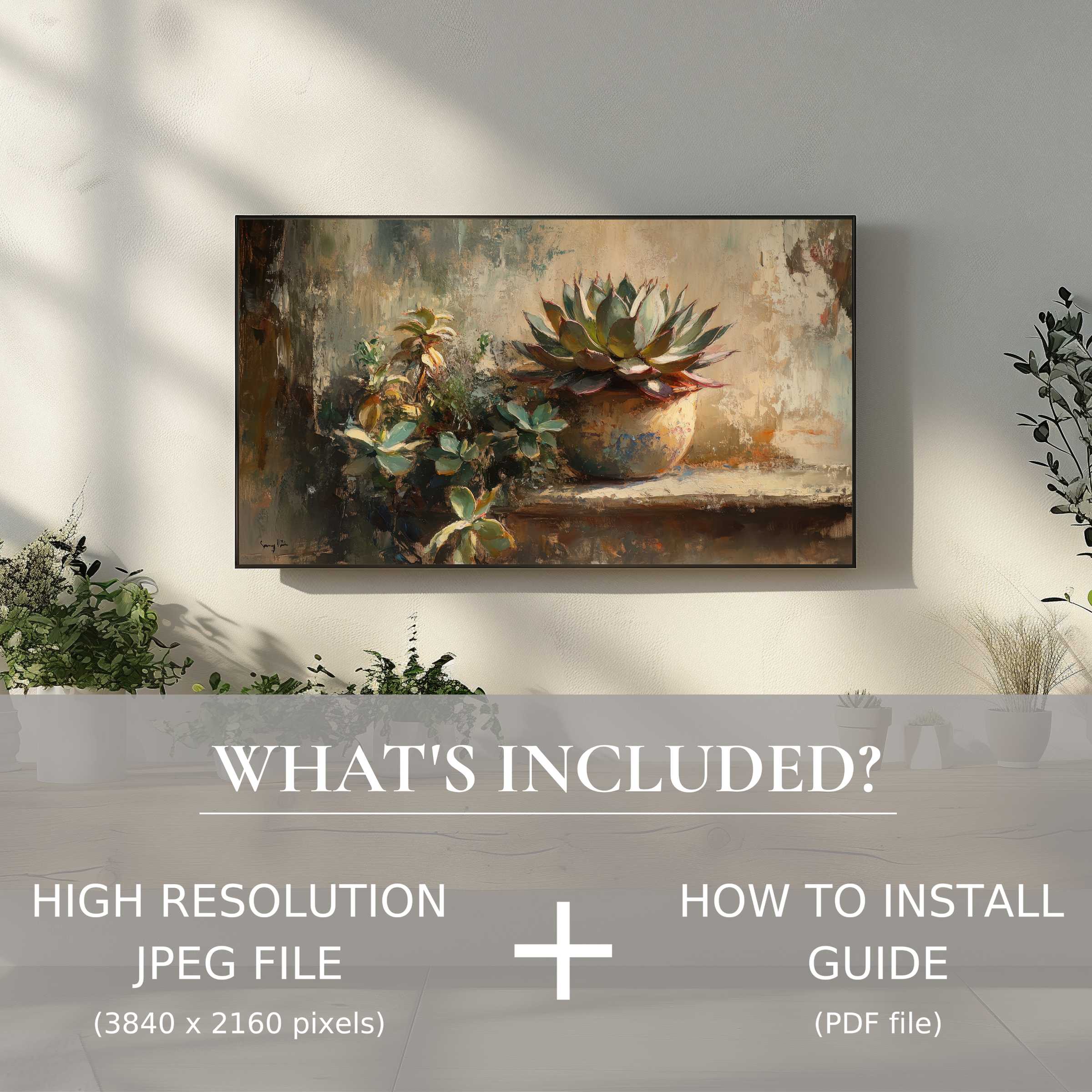 Elegant botanical digital TV art download elevates living space with easy digital use and timeless style