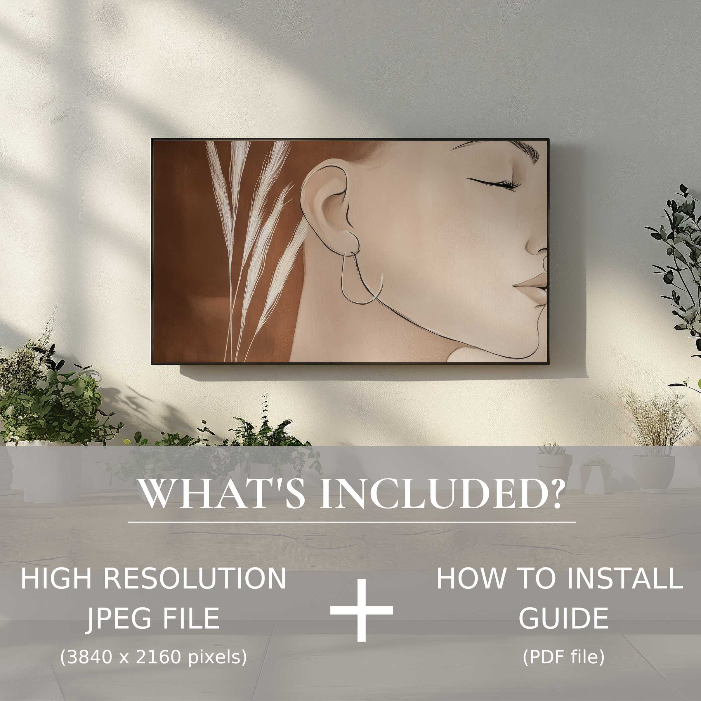 Minimalist digital TV art download enhancing your living space with elegant décor and easy digital use in a stylish modern room