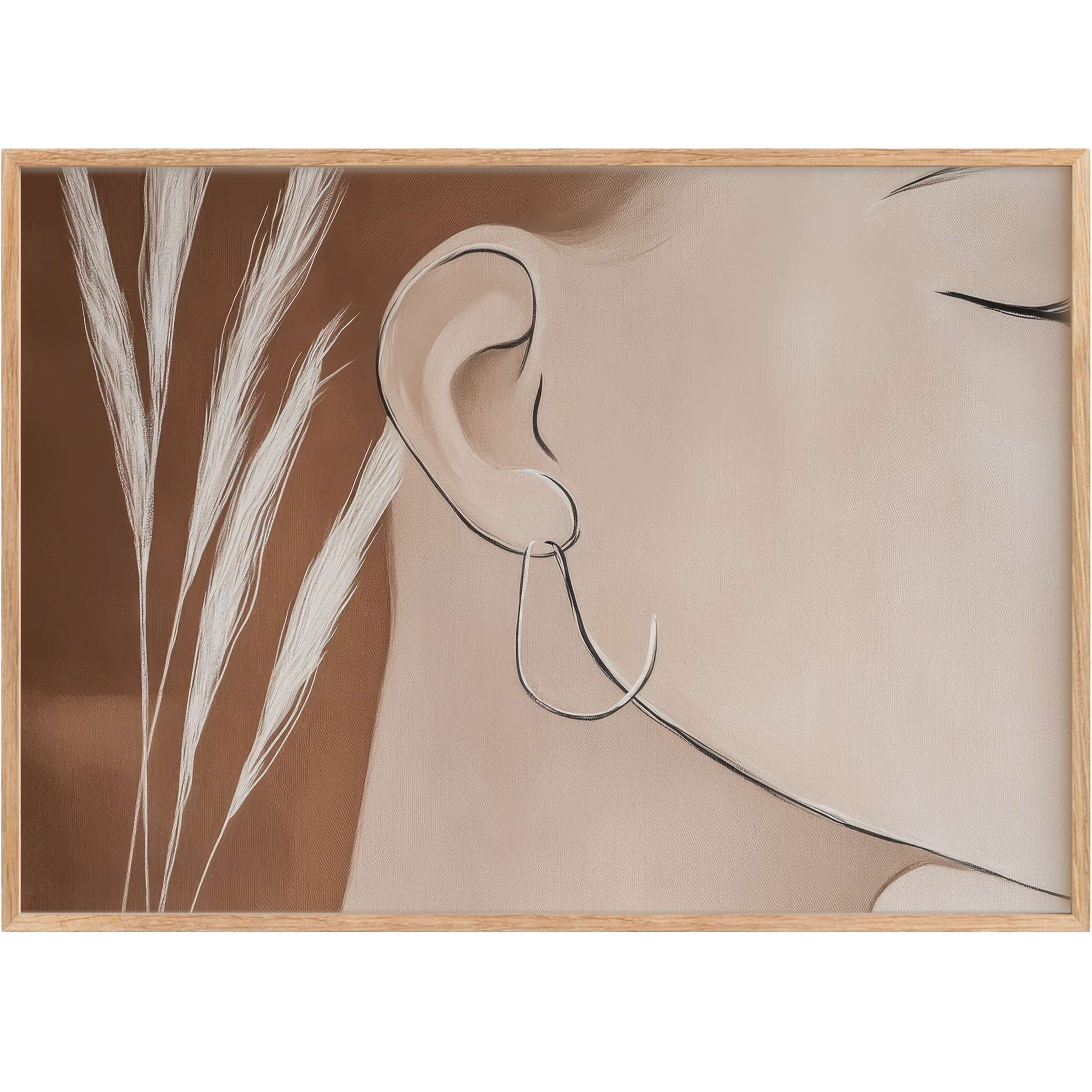 Minimalist printable wall art capturing serene elegance in muted beige and warm terracotta tones, evoking calm and refined sophistication