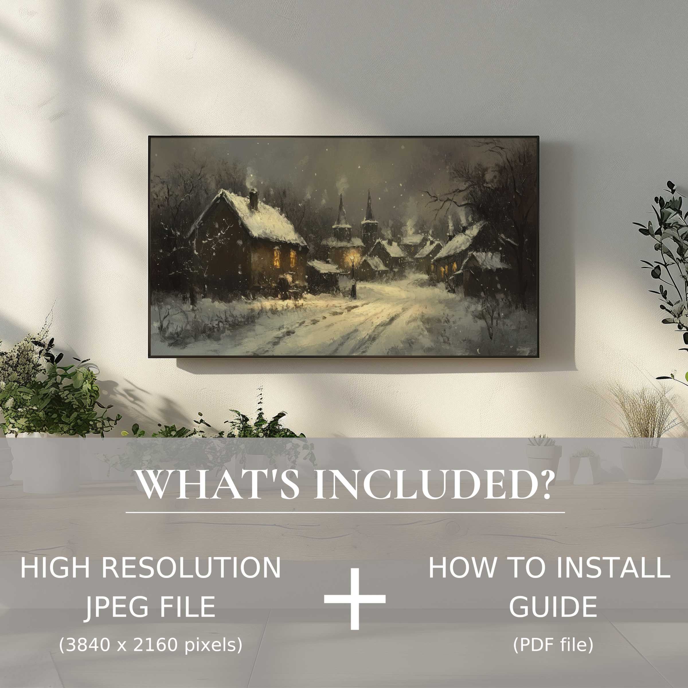 Elegant winter digital TV art download adds warmth and charm to your space with effortless digital installation