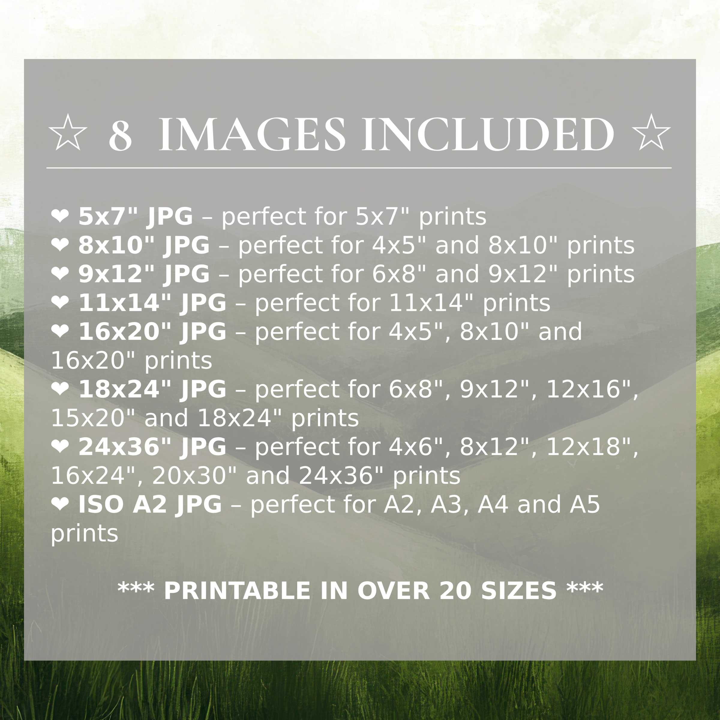 Radiant summer digital print in lush greens and soft neutrals, included in 8 high-quality sizes to elevate modern interiors with timeless style and versatile sophistication