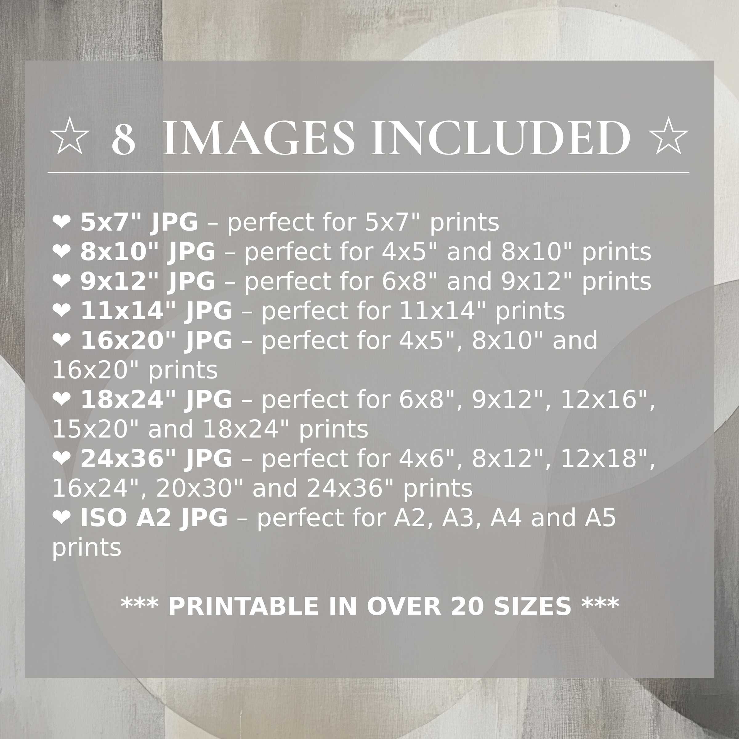 Neutral digital print in soft grays and warm taupes exudes calming elegance, offered in 8 high-quality sizes included