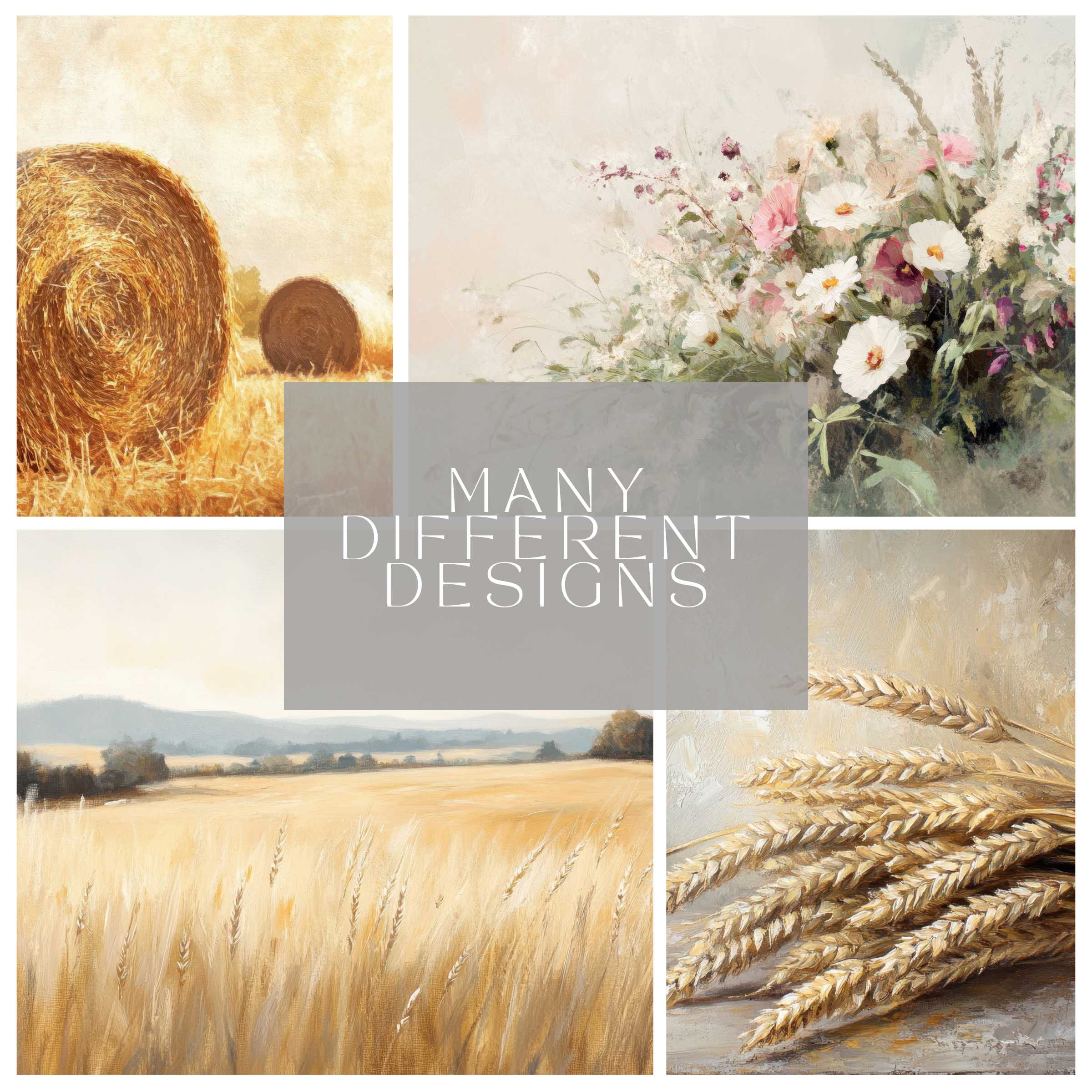 Digital download farmhouse art bundle with warm, elegant designs to effortlessly elevate your living space décor.