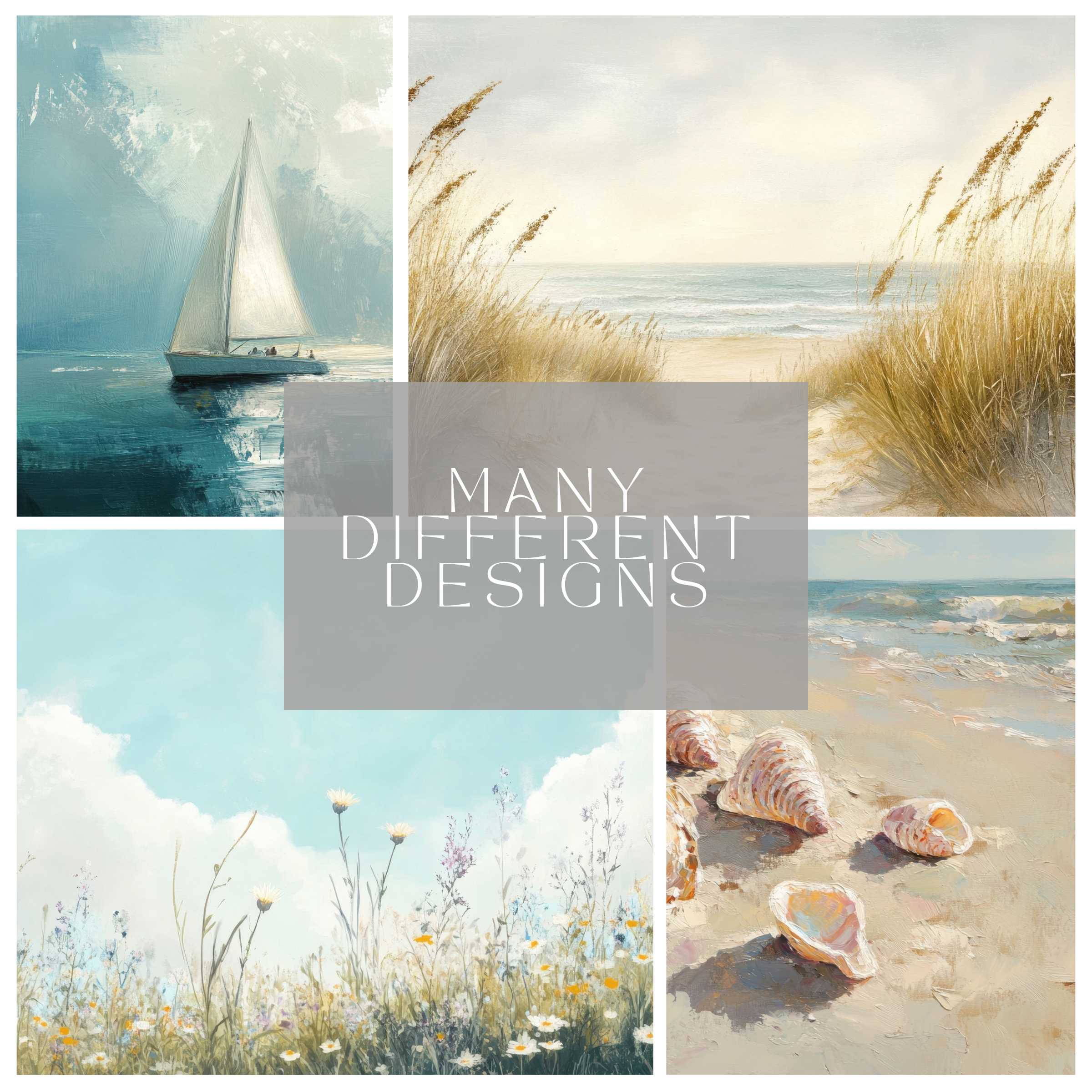 Summer Frame TV Art bundle with digital download, featuring calming coastal scenes to elevate modern living spaces.