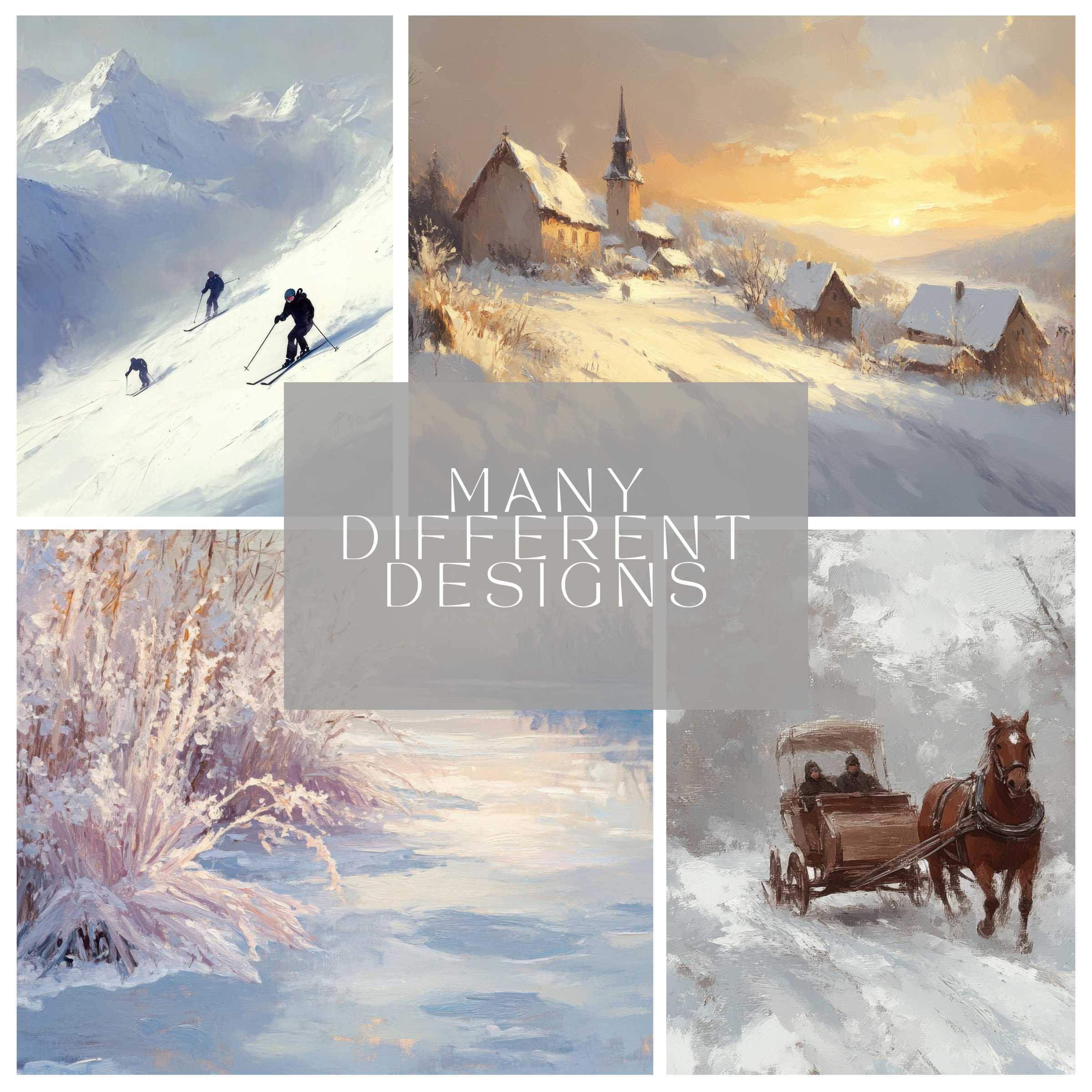 101 winter art prints, instant digital download - minimal, modern landscapes to elevate and warm your living space