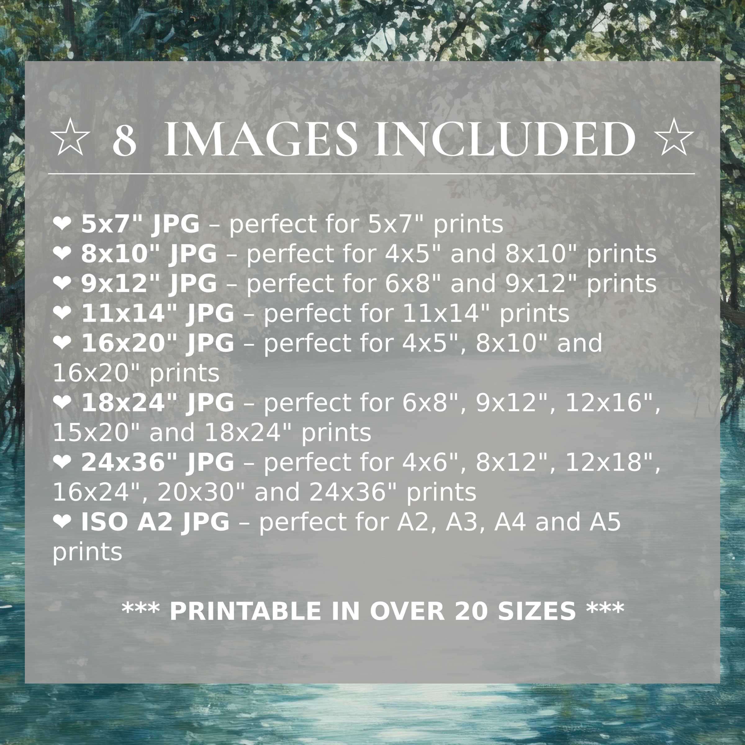 Coastal digital print in deep blues and soft greens, radiating calm sophistication; includes 8 high-res sizes for effortless modern elegance