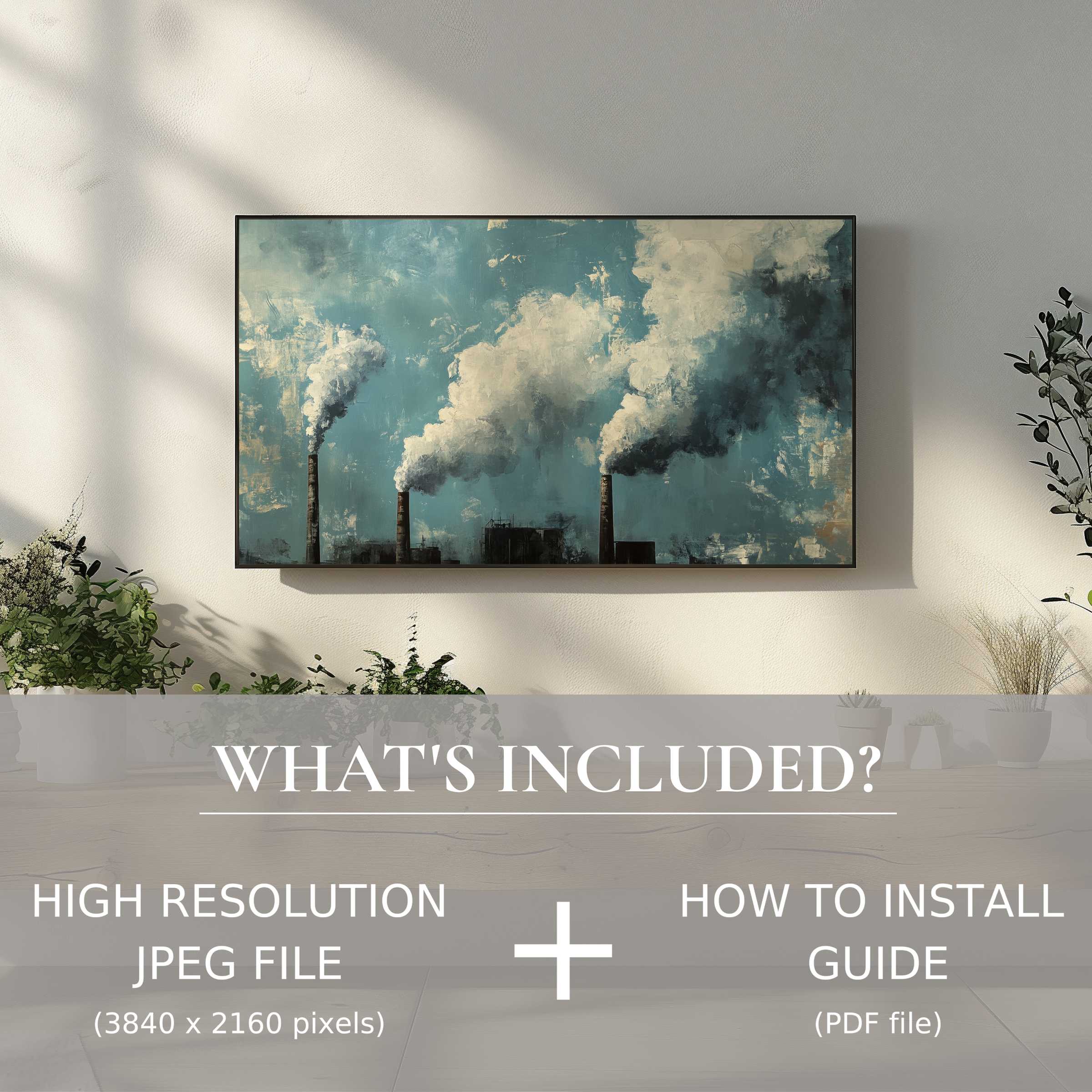Elegant street art digital TV art download, easy to use, enriches modern living spaces with bold industrial flair