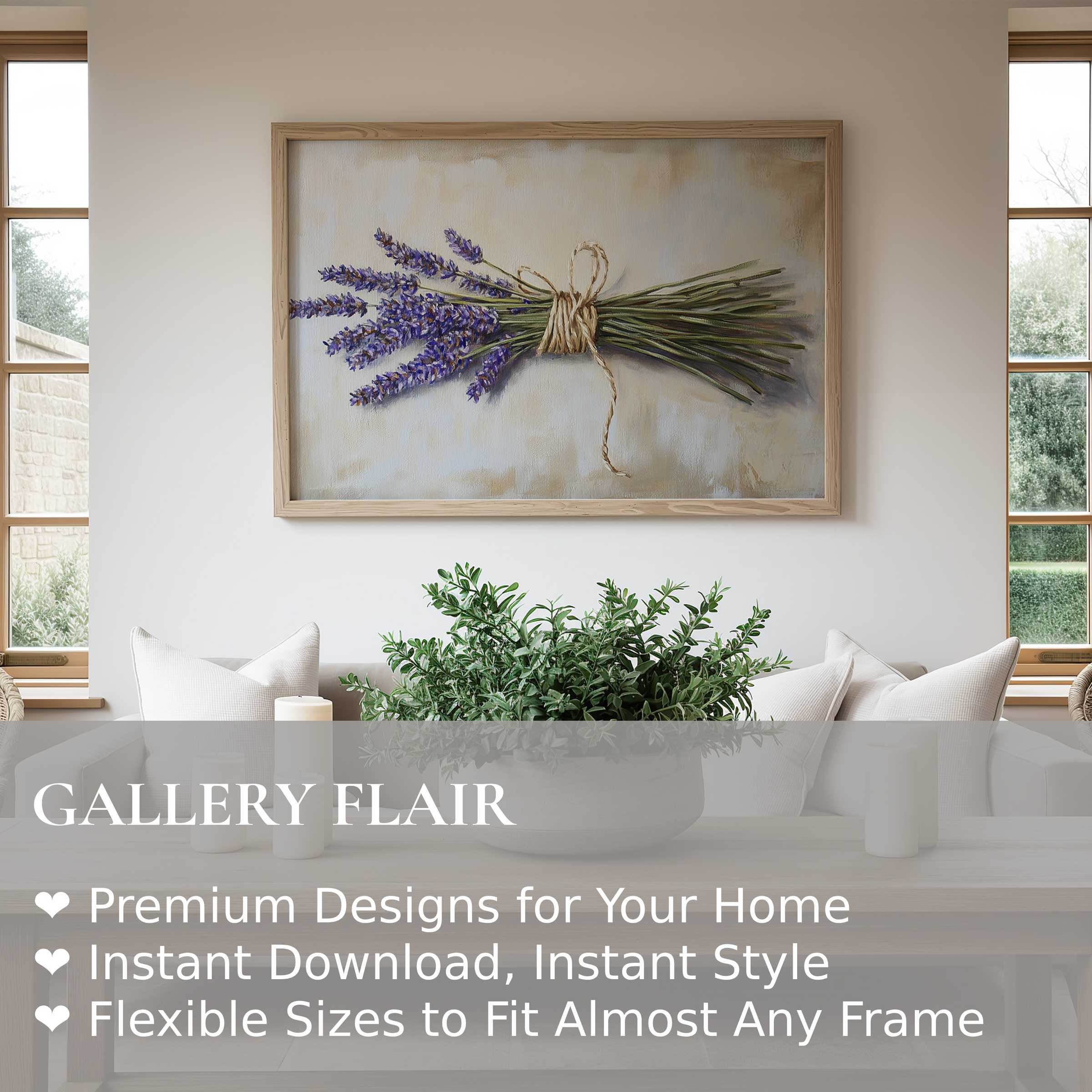 Elegant floral wall art print featuring a radiant lavender bundle, adding calming, modern botanical charm to minimalist interiors