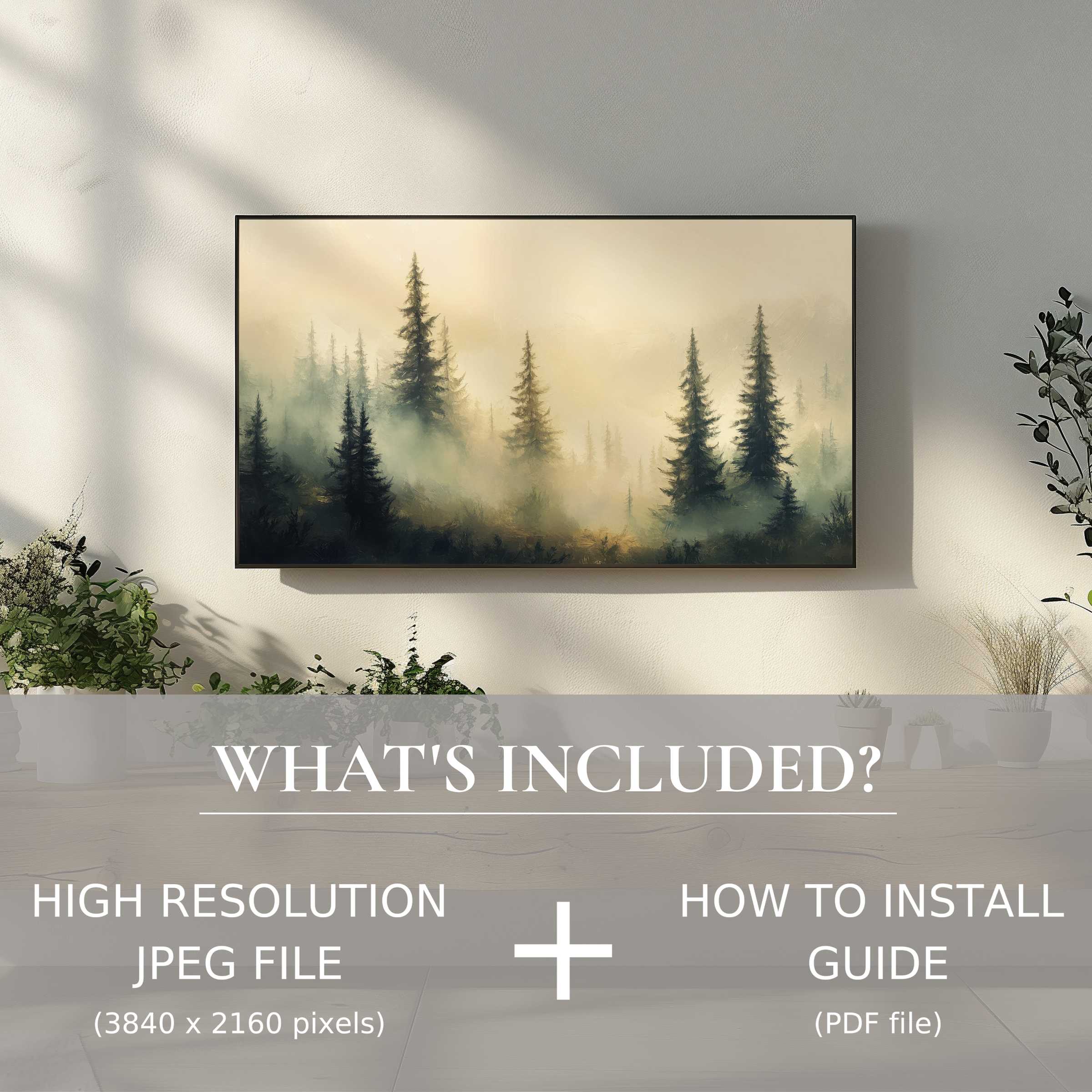 Elegant landscape digital TV art download enhances your space with easy digital use and refined modern style