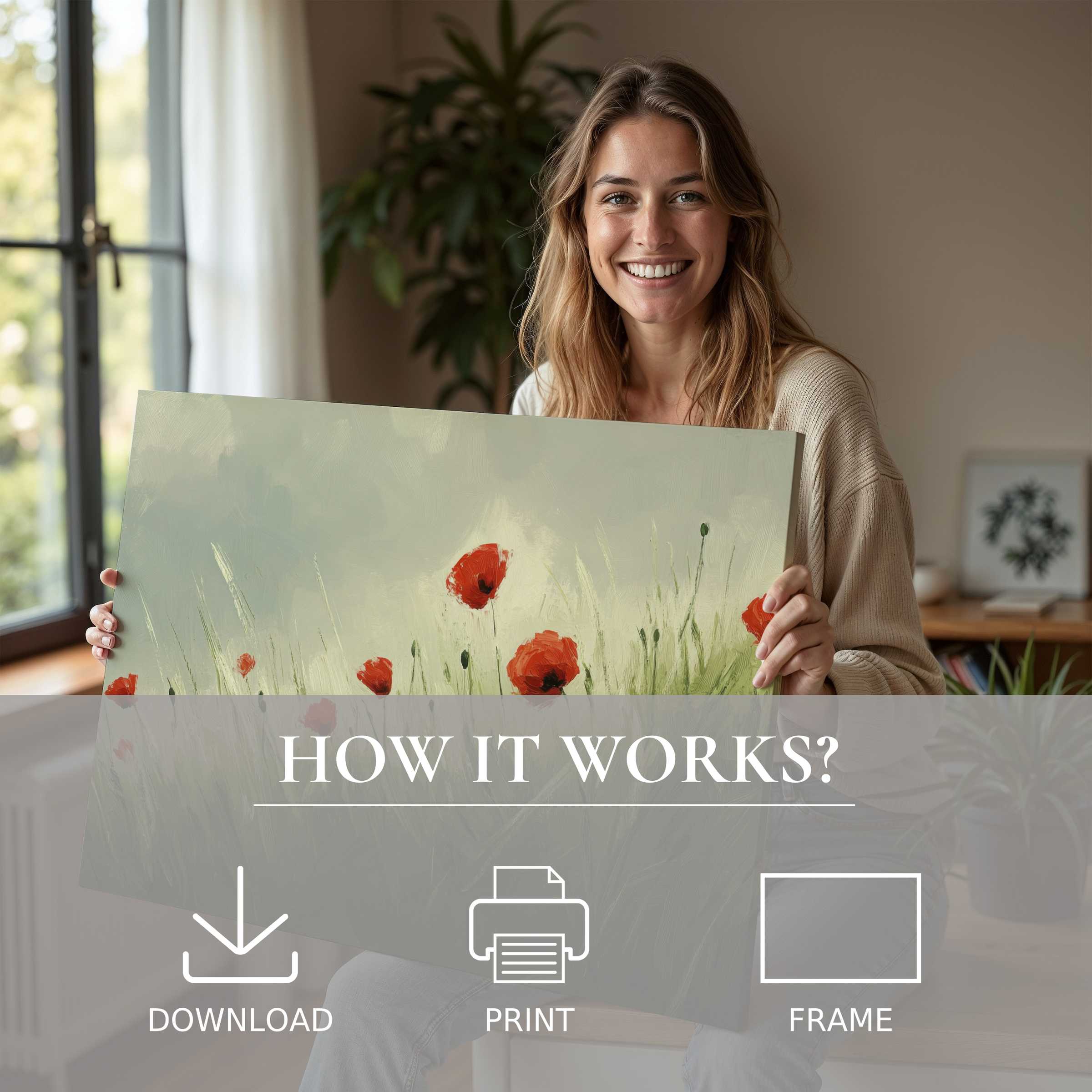 A serene moment of joyful connection with spring digital art print, brightening modern living spaces with effortless elegance