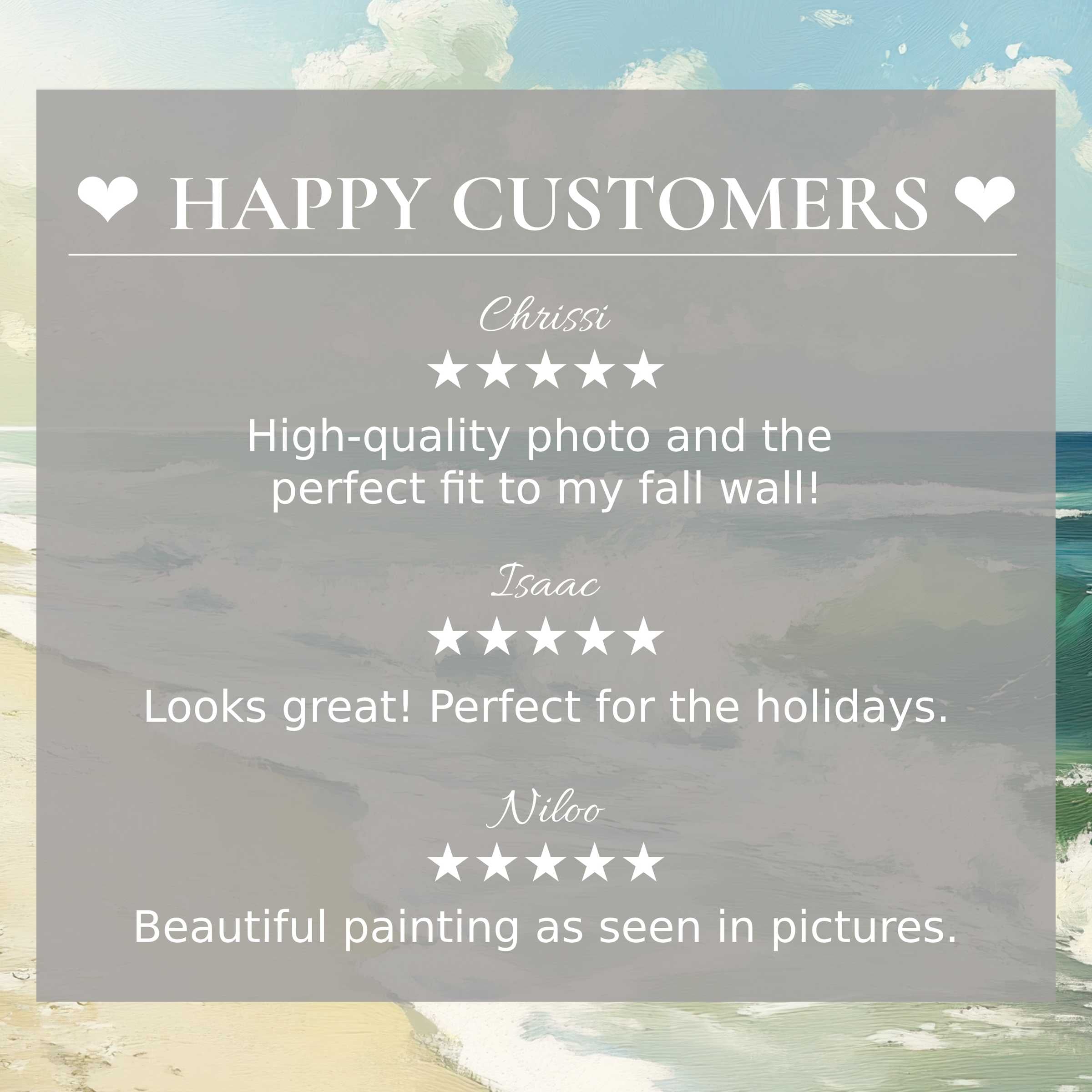 Elegant summer art for Frame TV with abstract ocean hues and glowing reviews builds trust in a happy customer experience