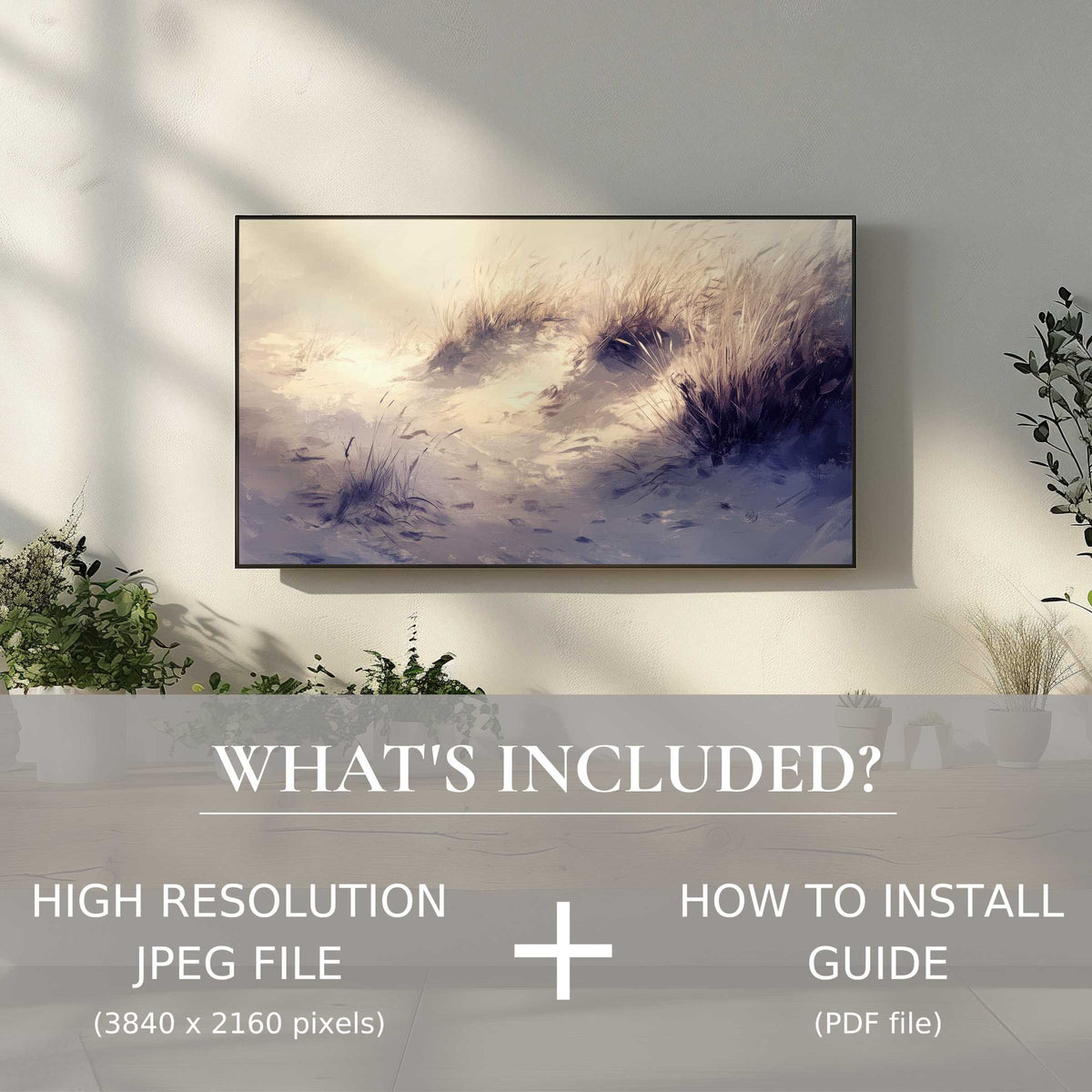 Elegant coastal digital TV art download enhances modern living with easy digital use, adding serene style to any space