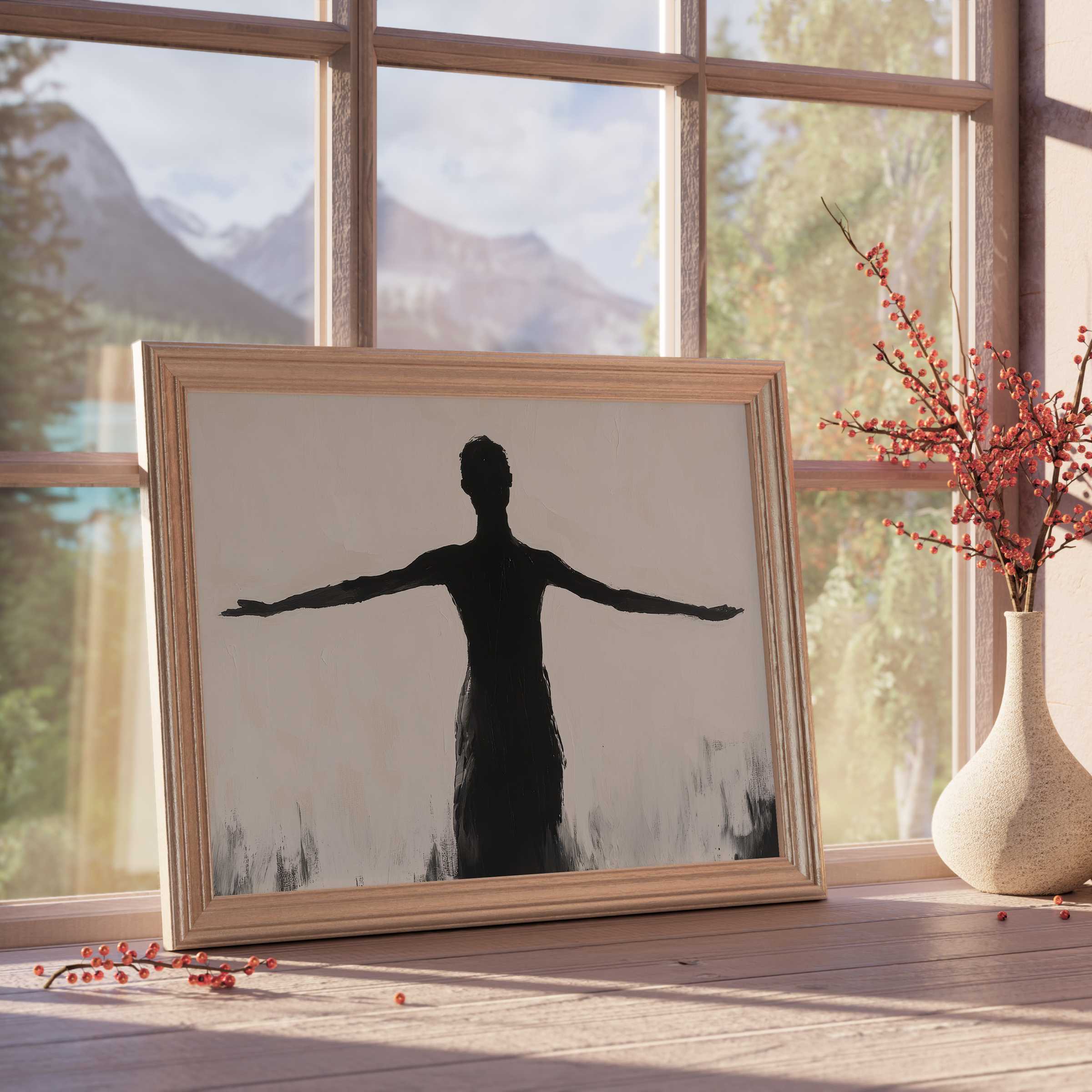 Minimalist downloadable art capturing serene grace, perfect for enhancing tranquil, design-forward interiors with timeless elegance