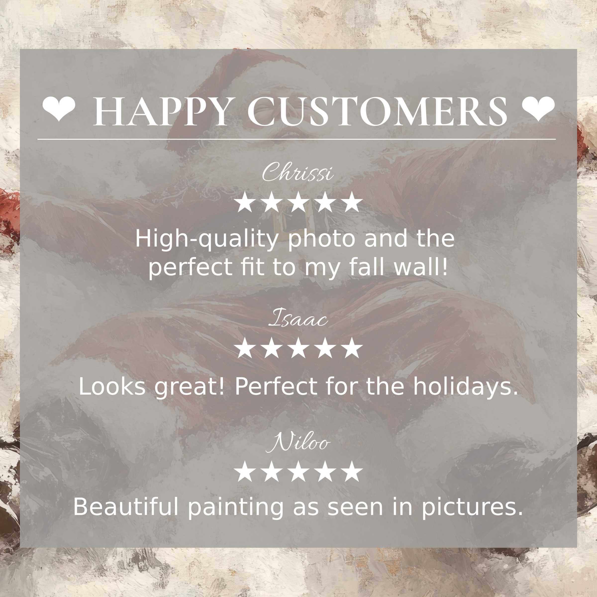 Elegant christmas art for Frame TV with abstract sunset tones and happy customer reviews building trusted style