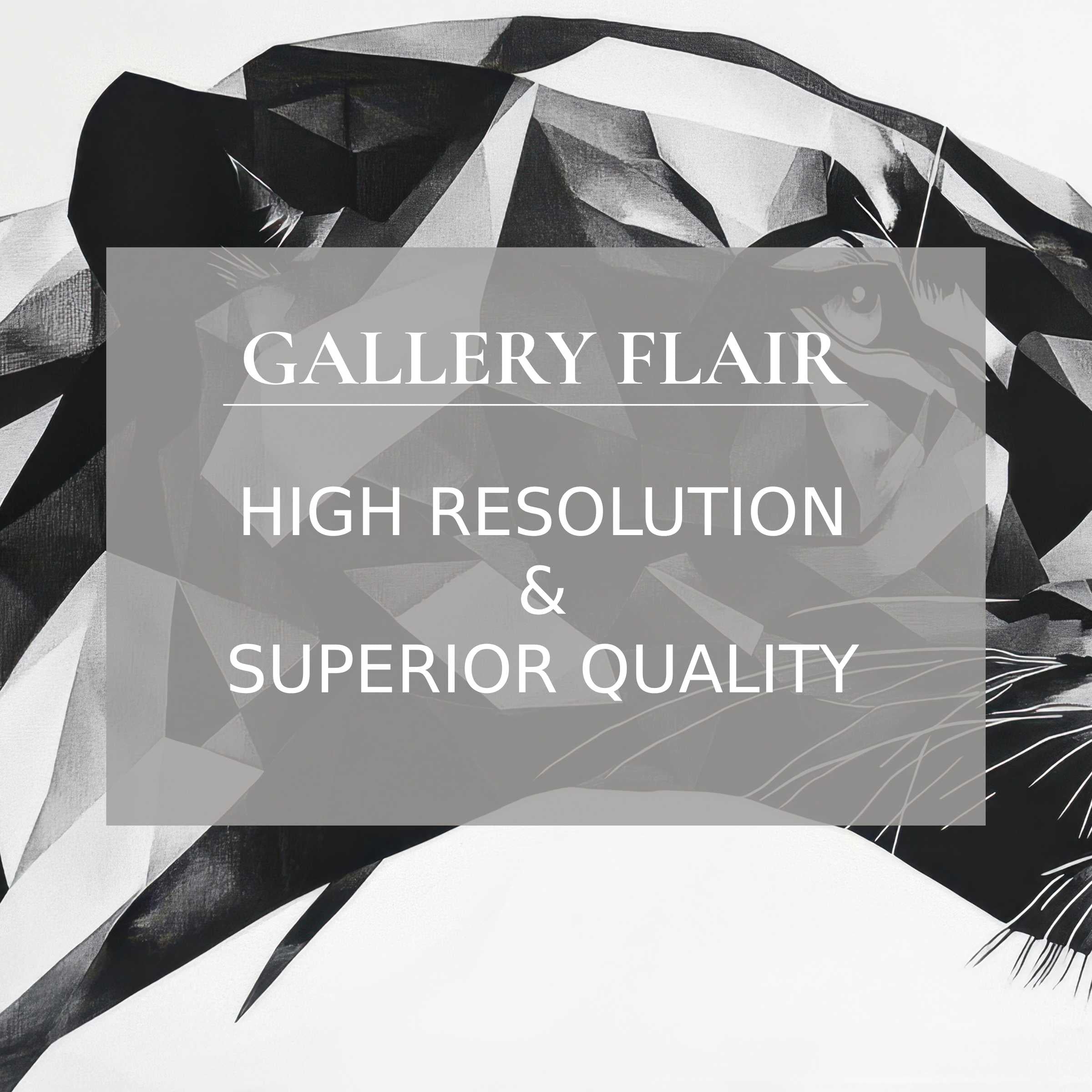 Bold black and white printable art of a geometric panther, radiating fierce elegance and crystal-clear premium detail, perfect for modern interiors