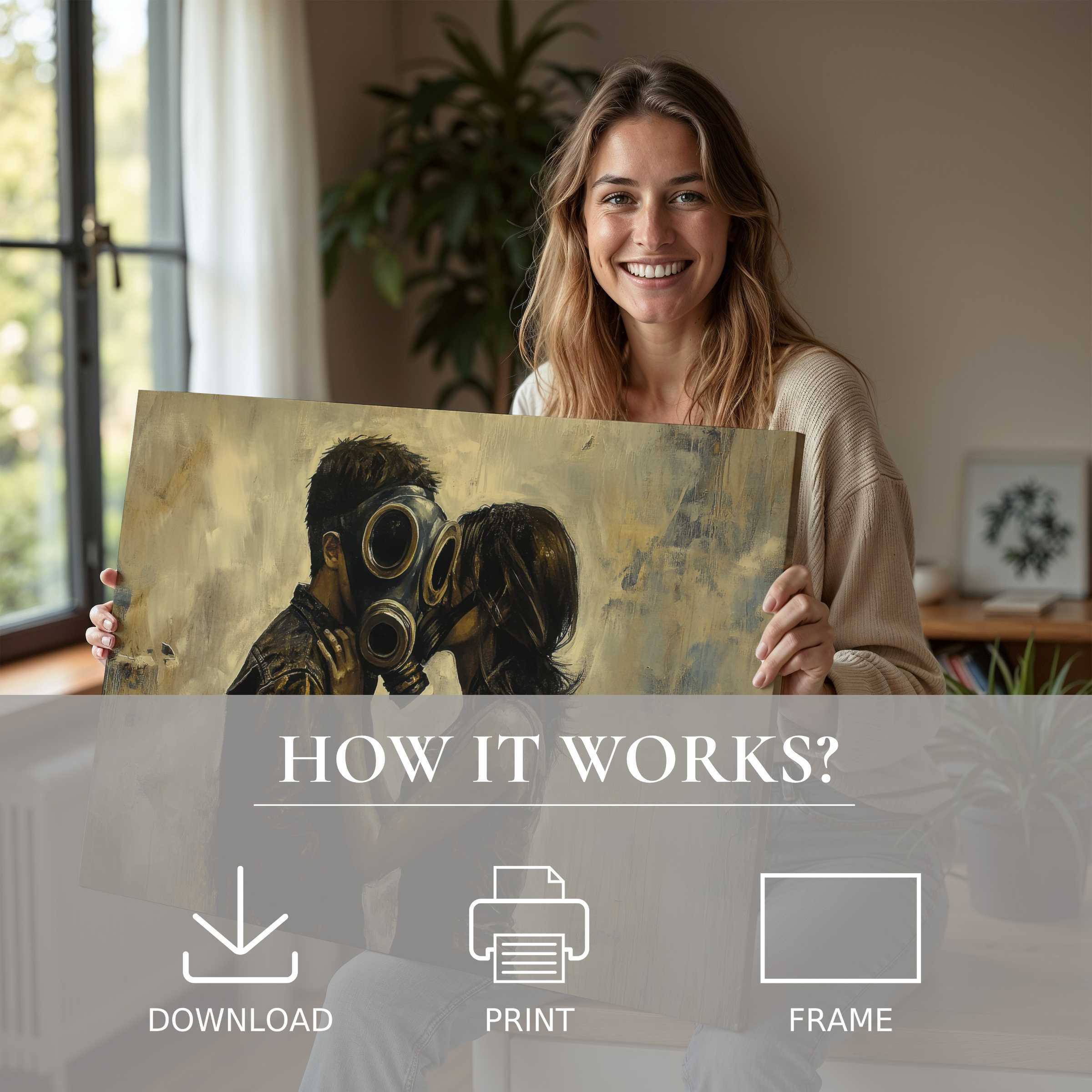 Elegant street art digital art print transforming a modern home with warmth, connection, and effortless style
