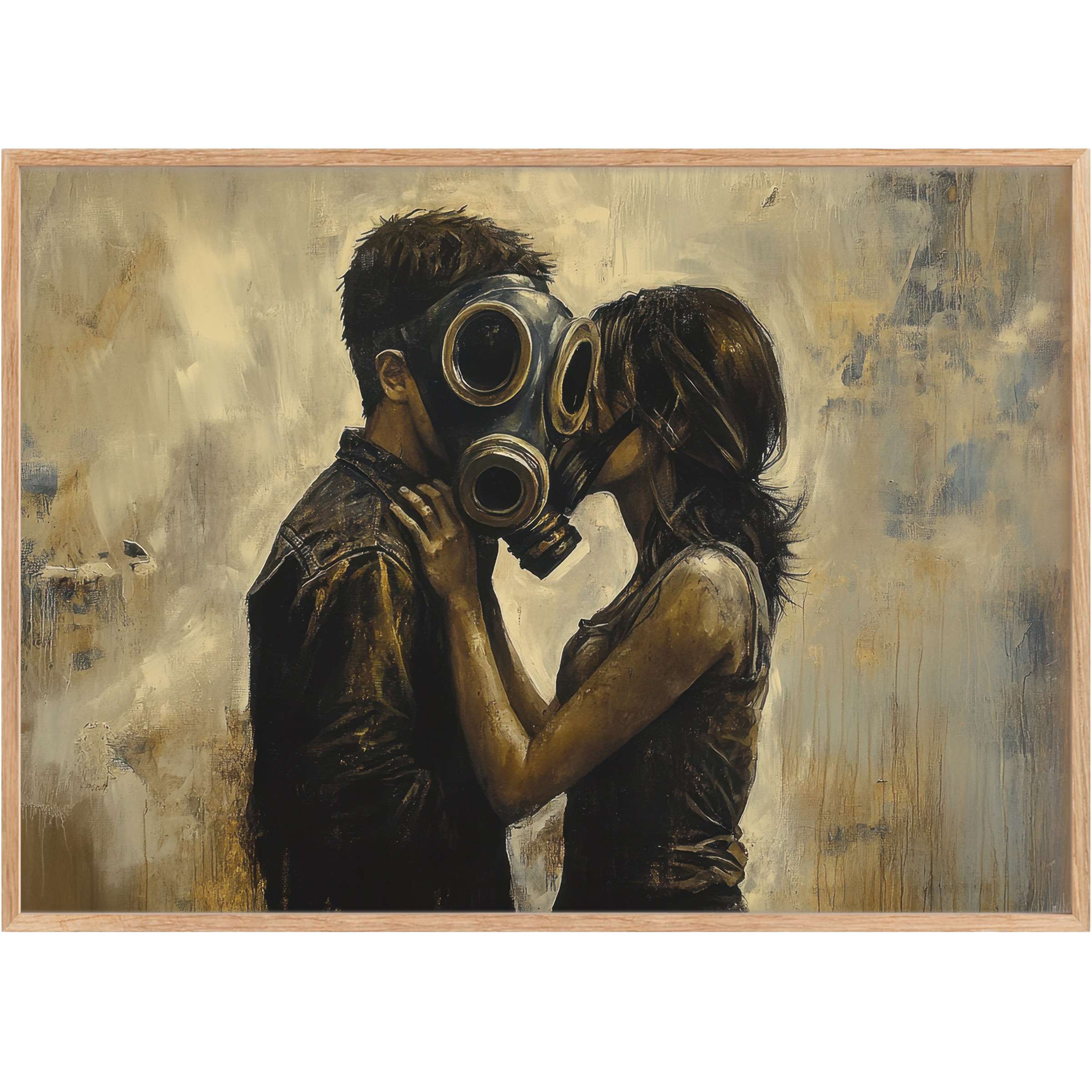 Captivating street art printable wall art blending raw intimacy and resilience in muted sepia tones, evoking a bold, thought-provoking ambiance