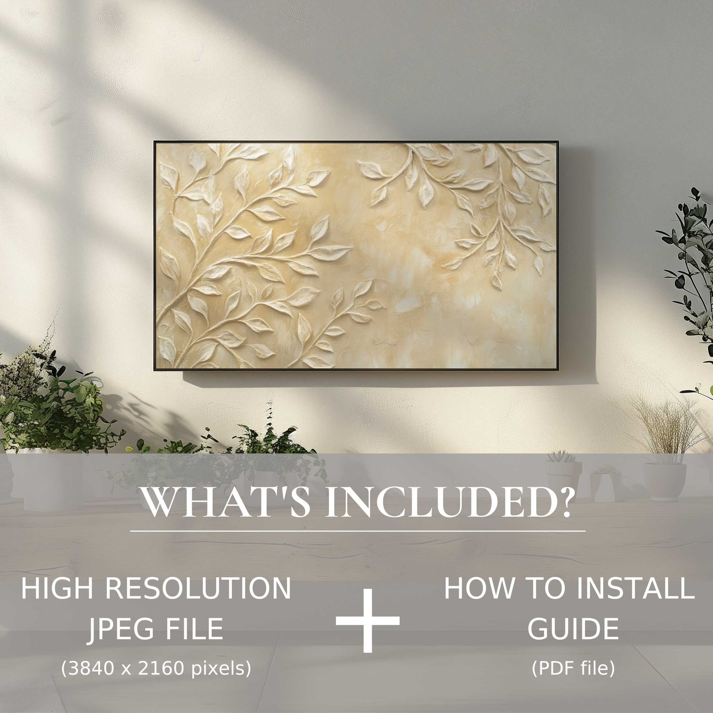 Elegant boho digital TV art download enhances living spaces with easy use, adding texture and warmth to modern decor