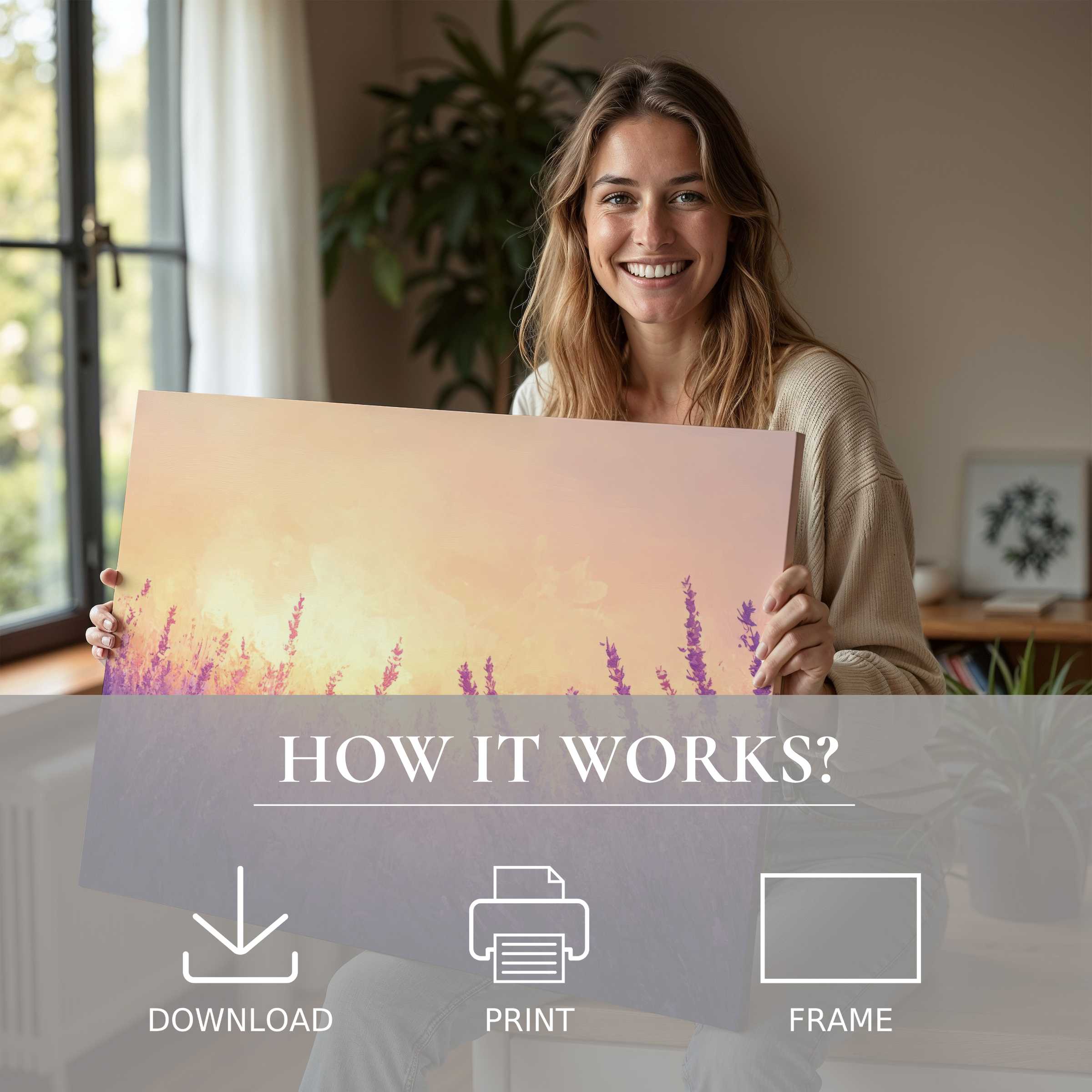 Serene summer digital art print radiates warmth and joy, transforming modern spaces with effortless elegance and heartfelt connection