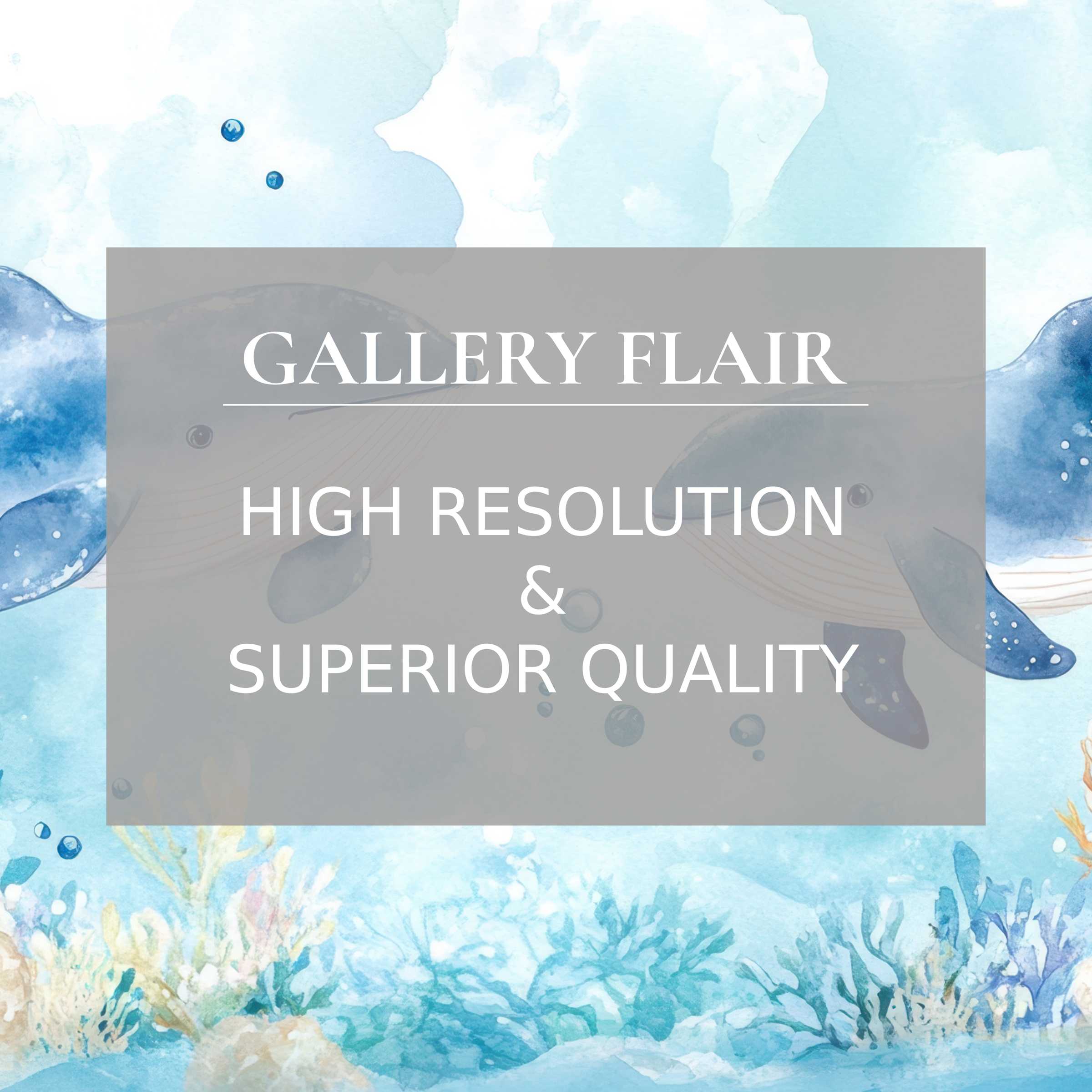 Calming nursery printable art of gentle whales and oceanic watercolor flora, crafted in refined high-resolution detail to elevate modern decor