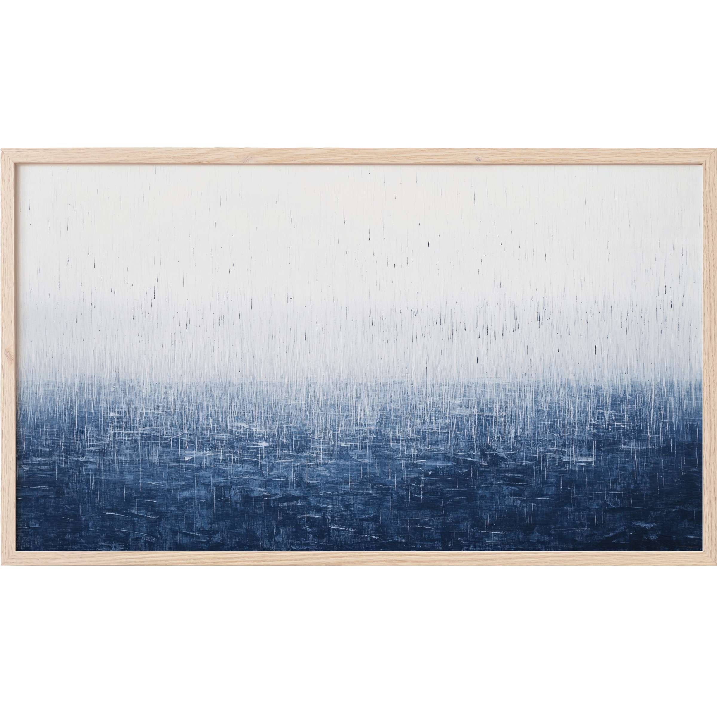 Subtle gradient abstract in deep blue and white textured strokes, elegant minimalist Frame TV Art for modern spaces