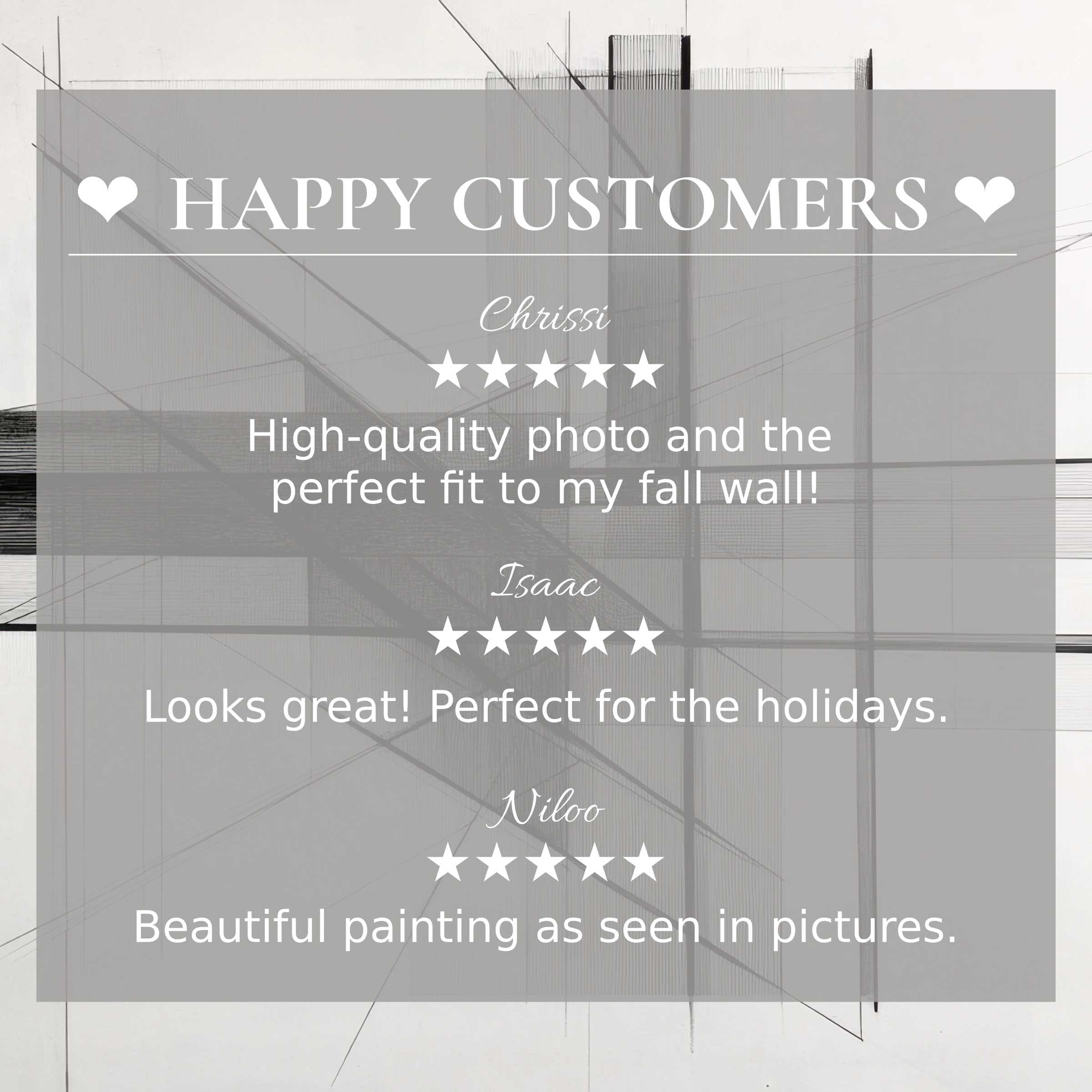 Modern art for Frame TV with abstract lines; happy customer reviews build trust in the product’s sleek elegance