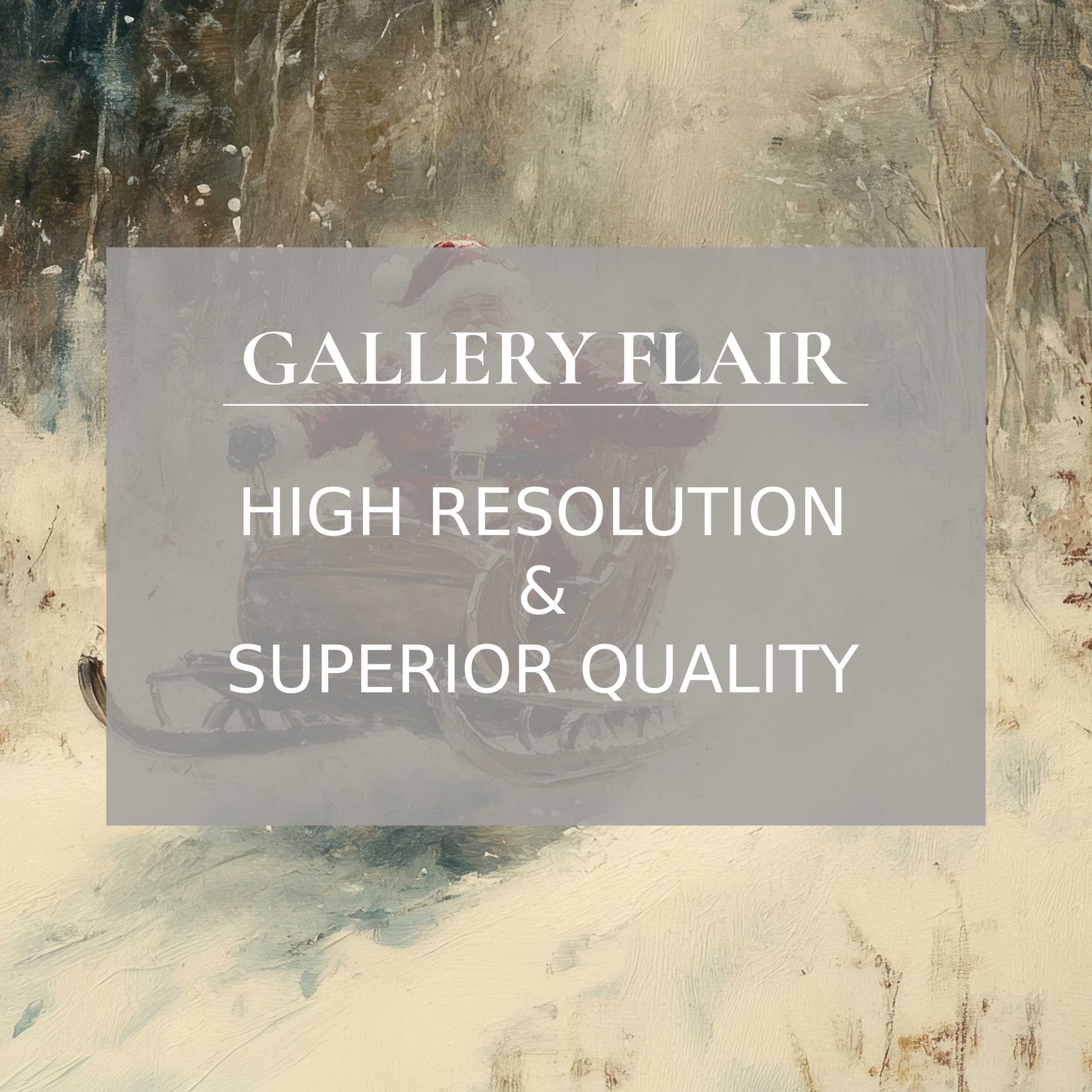 Rustic Christmas printable art capturing a serene Santa sleigh scene, rendered in exquisite detail to elevate modern festive interiors