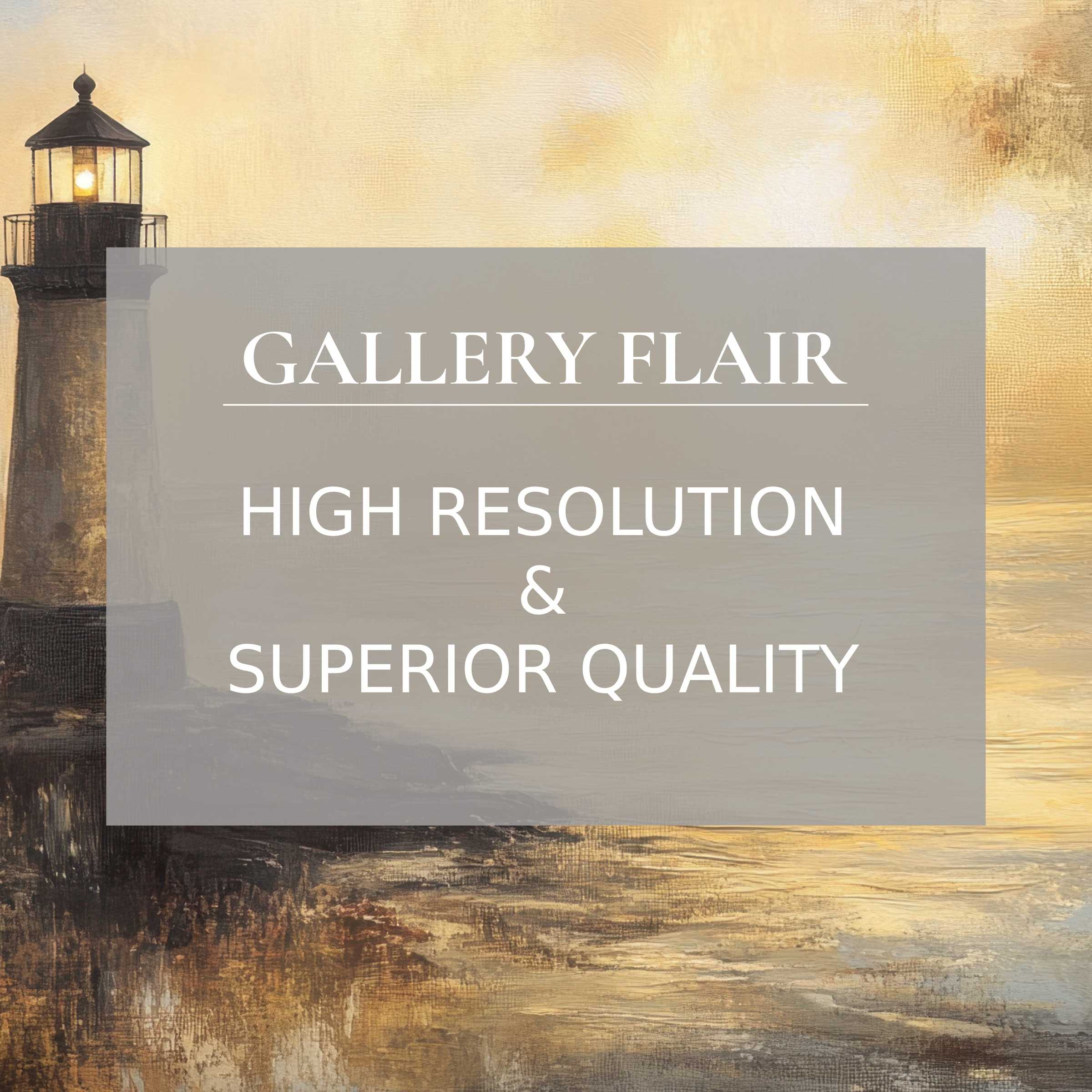 Coastal printable art featuring a serene lighthouse bathed in golden light, enriching modern interiors with refined, high-resolution coastal charm
