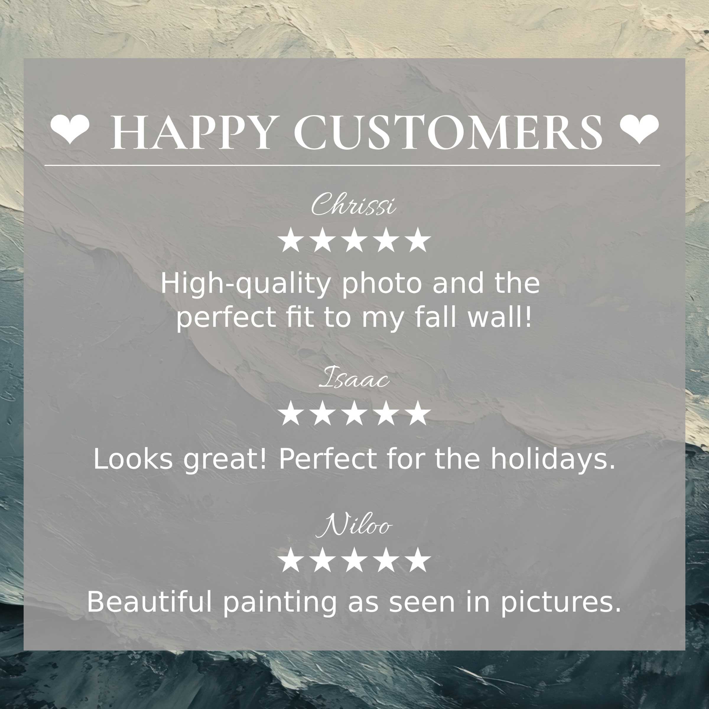 Elegant vintage art for Frame TV with abstract sunset tones and happy customer reviews building trust