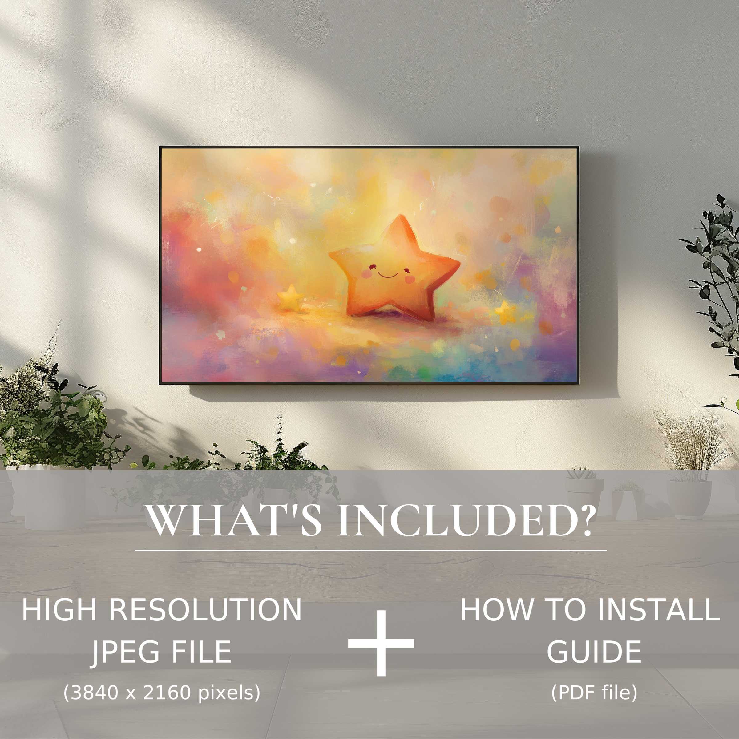 Elegant nursery digital TV art download with easy digital use, enriching the living space with joyful star artwork