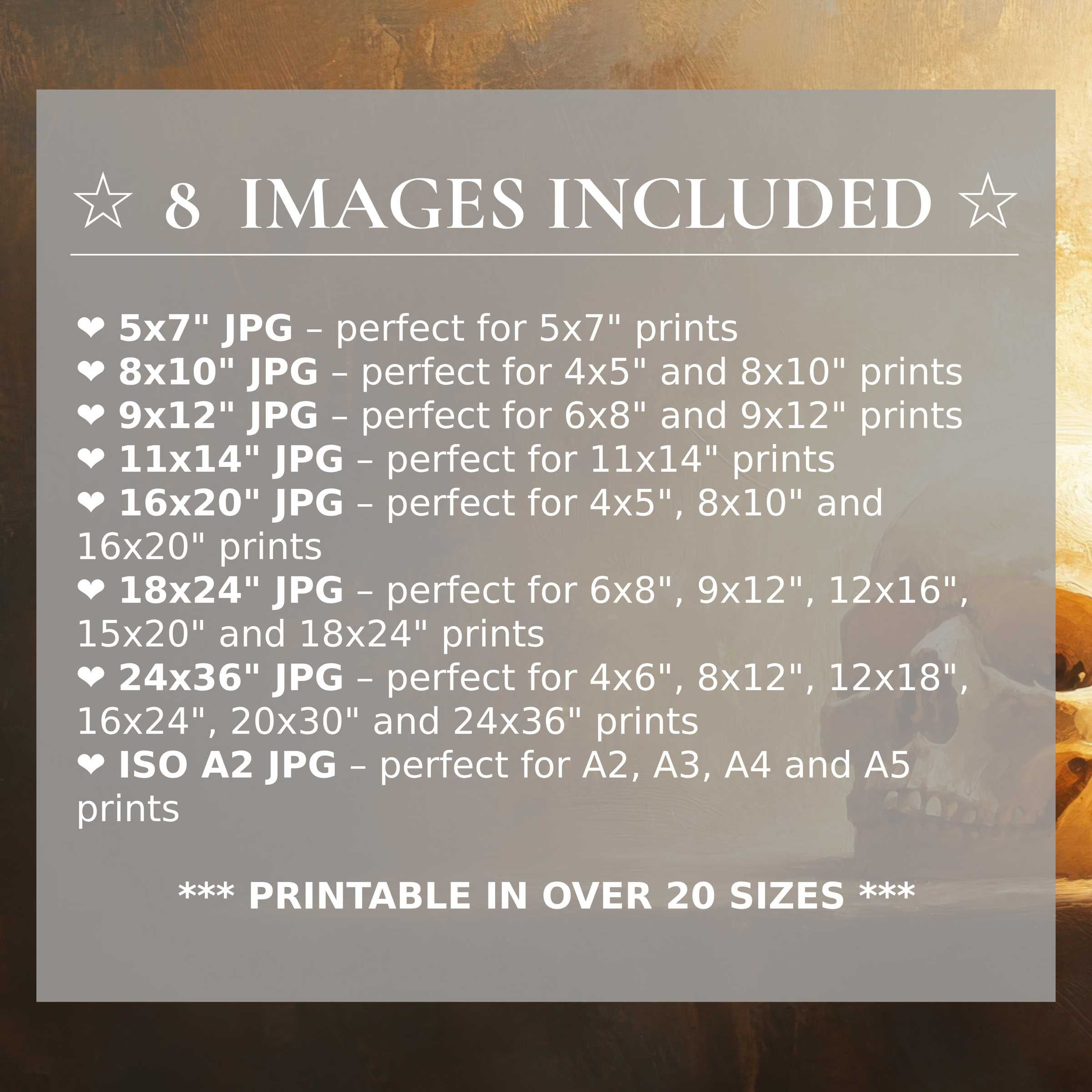Halloween digital print exuding bold charcoal and warm amber tones, enhancing modern interiors with radiant style and 8 included sizes