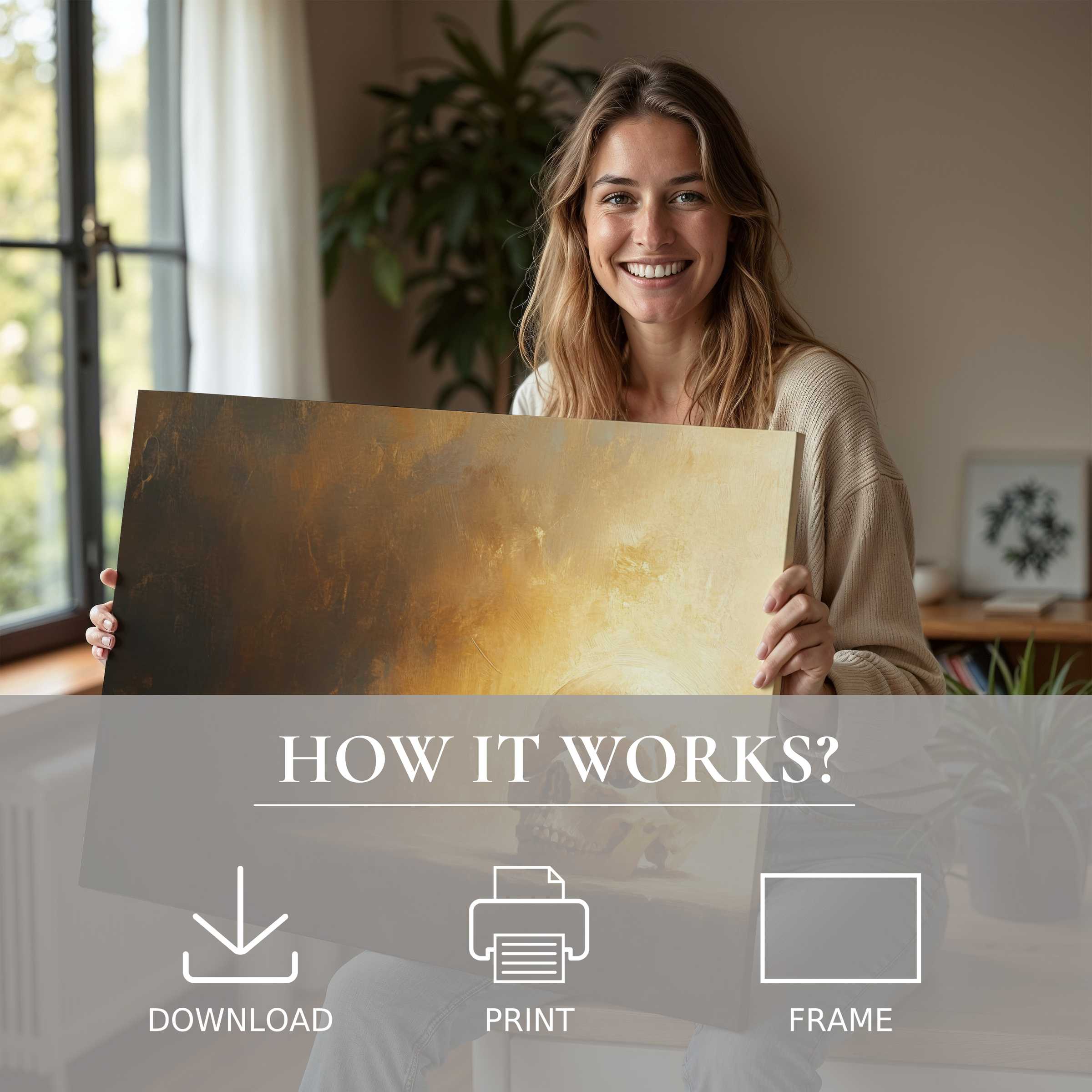 Serene moment embraces the warmth of Halloween digital art print, enriching modern homes with effortless elegance