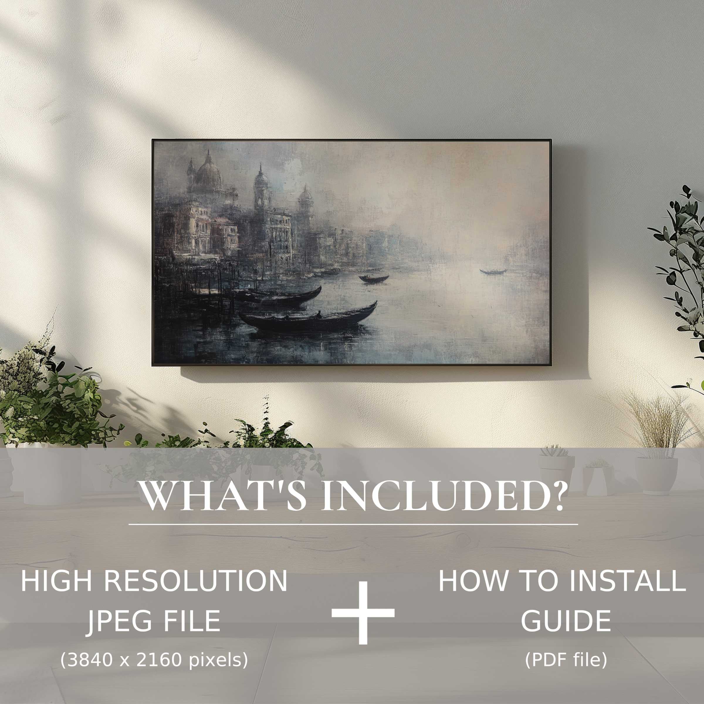 Elegant urban digital TV art download enhances serene living with easy digital use, blending style with modern cityscape ambiance