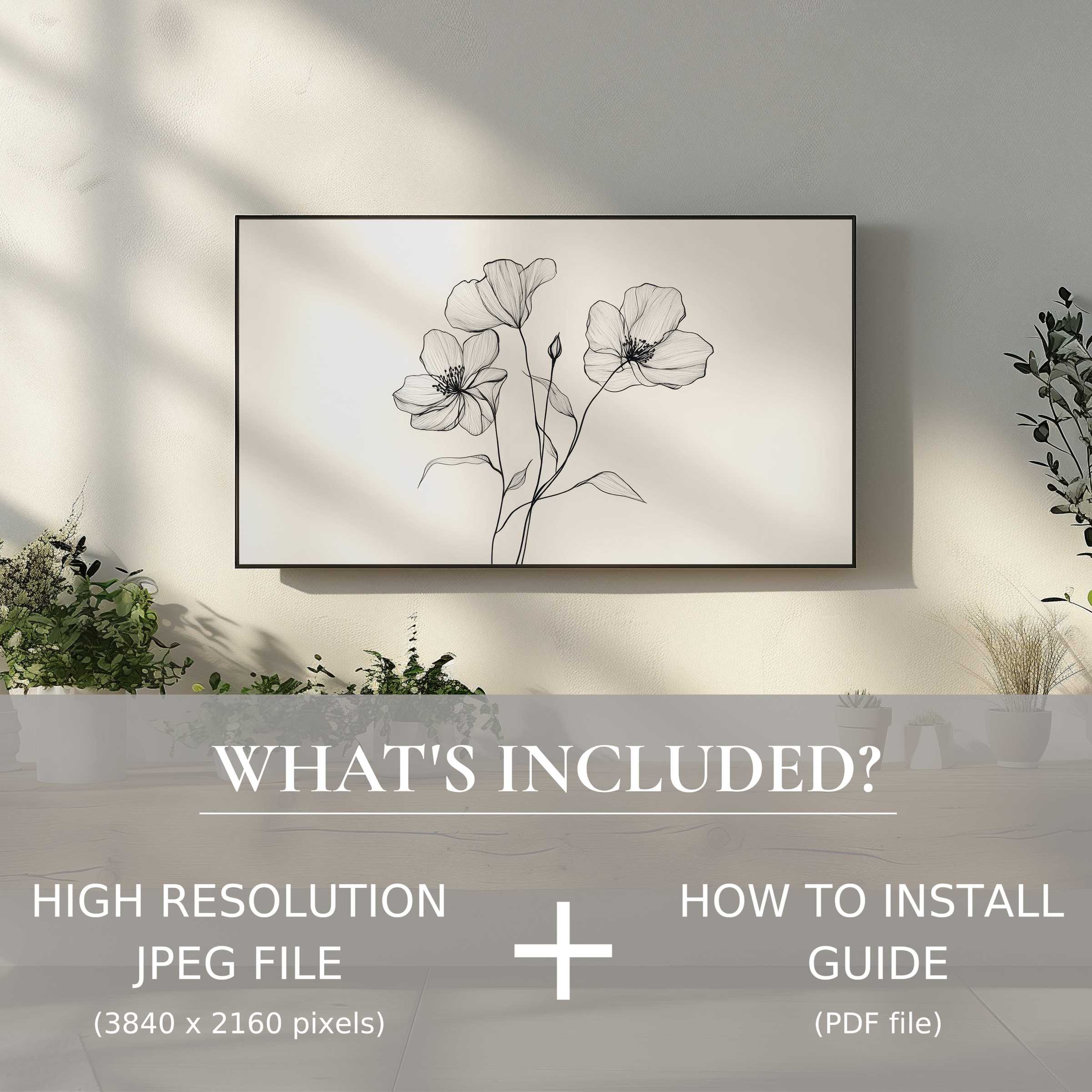 Elegant floral digital TV art download with easy use, enhancing modern living spaces with high-res sophistication