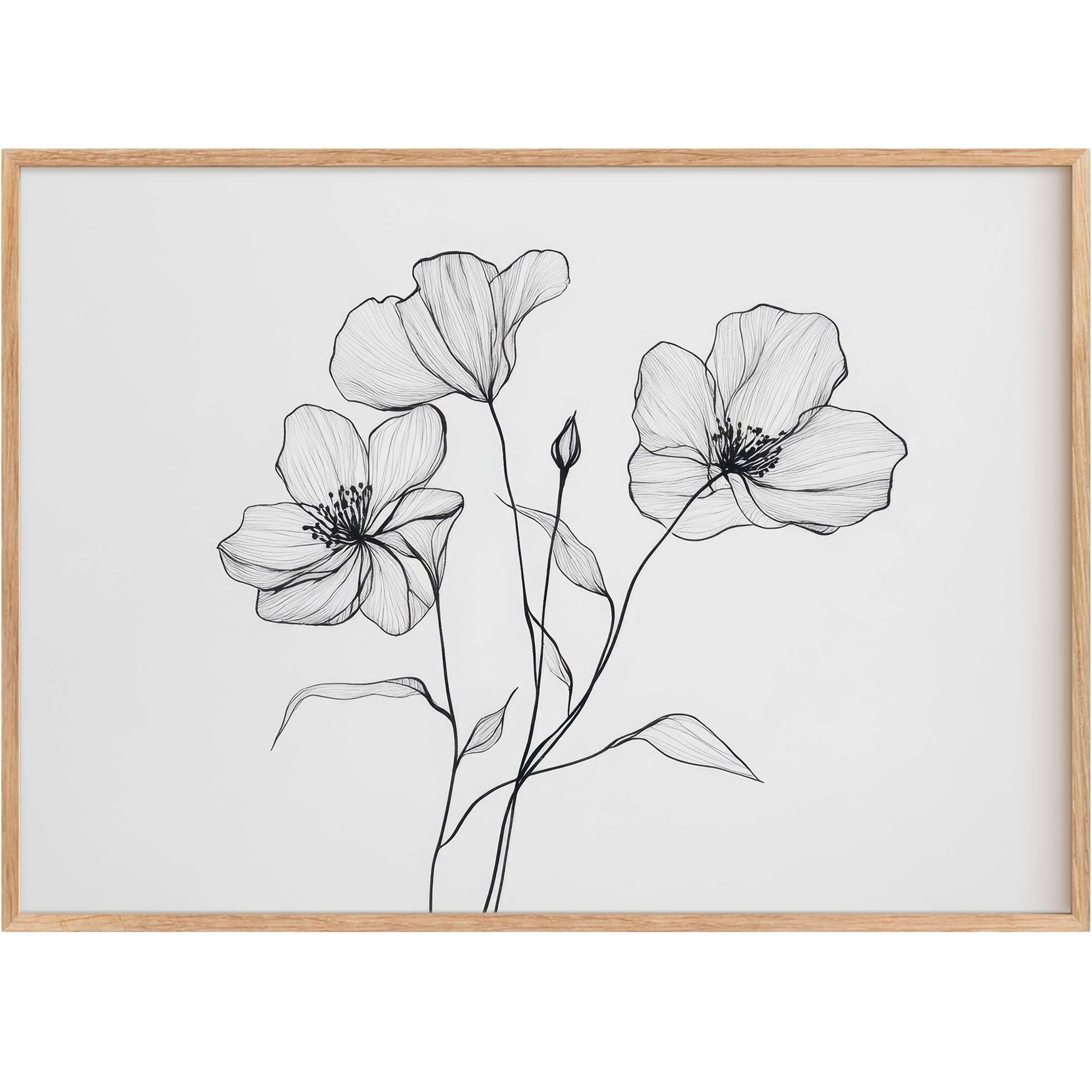 Elegant floral printable wall art in delicate black linework, evoking a serene, refined mood for stylish living spaces