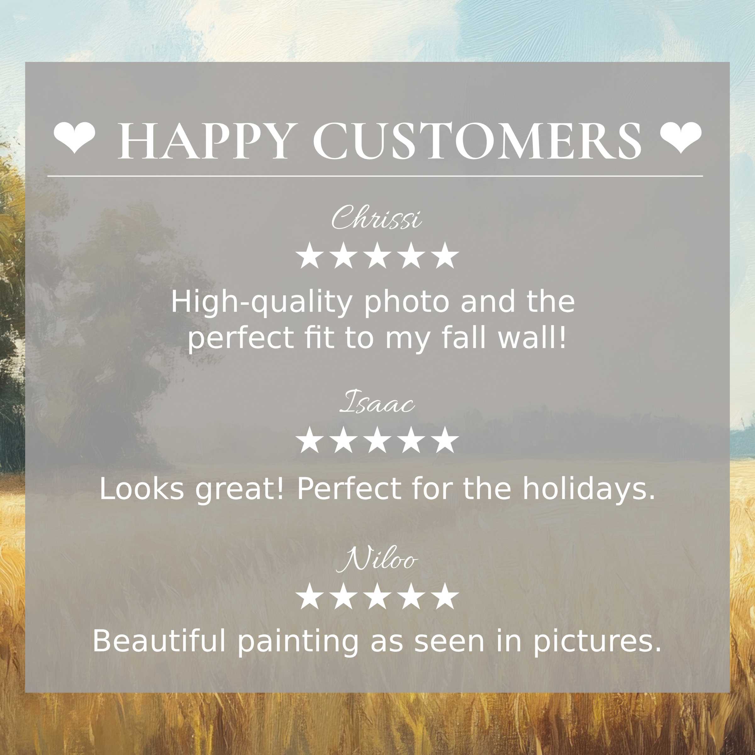 Farmhouse art for Frame TV with abstract sunset hues, showcasing happy customer praise and refined, elegant style