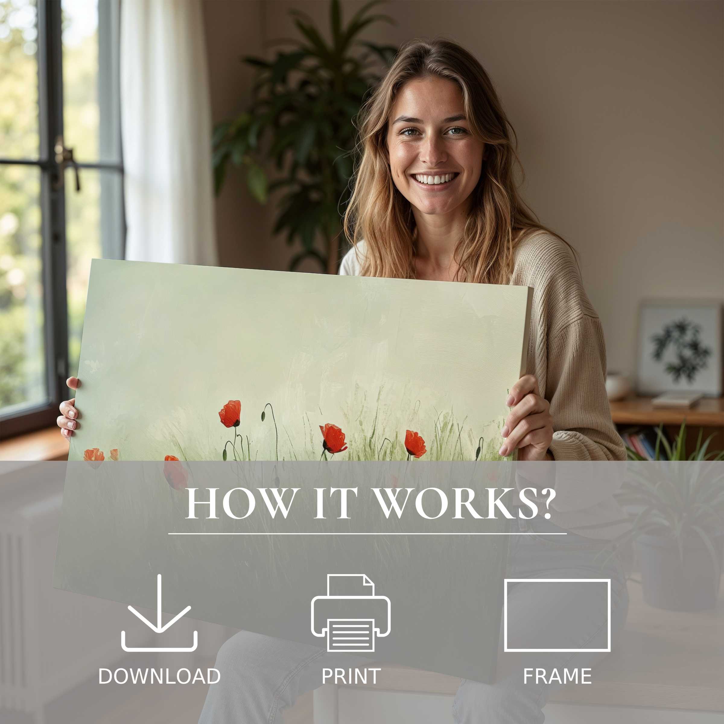 Radiating joy and connection, this spring digital art print brings serene warmth to modern living with effortless elegance